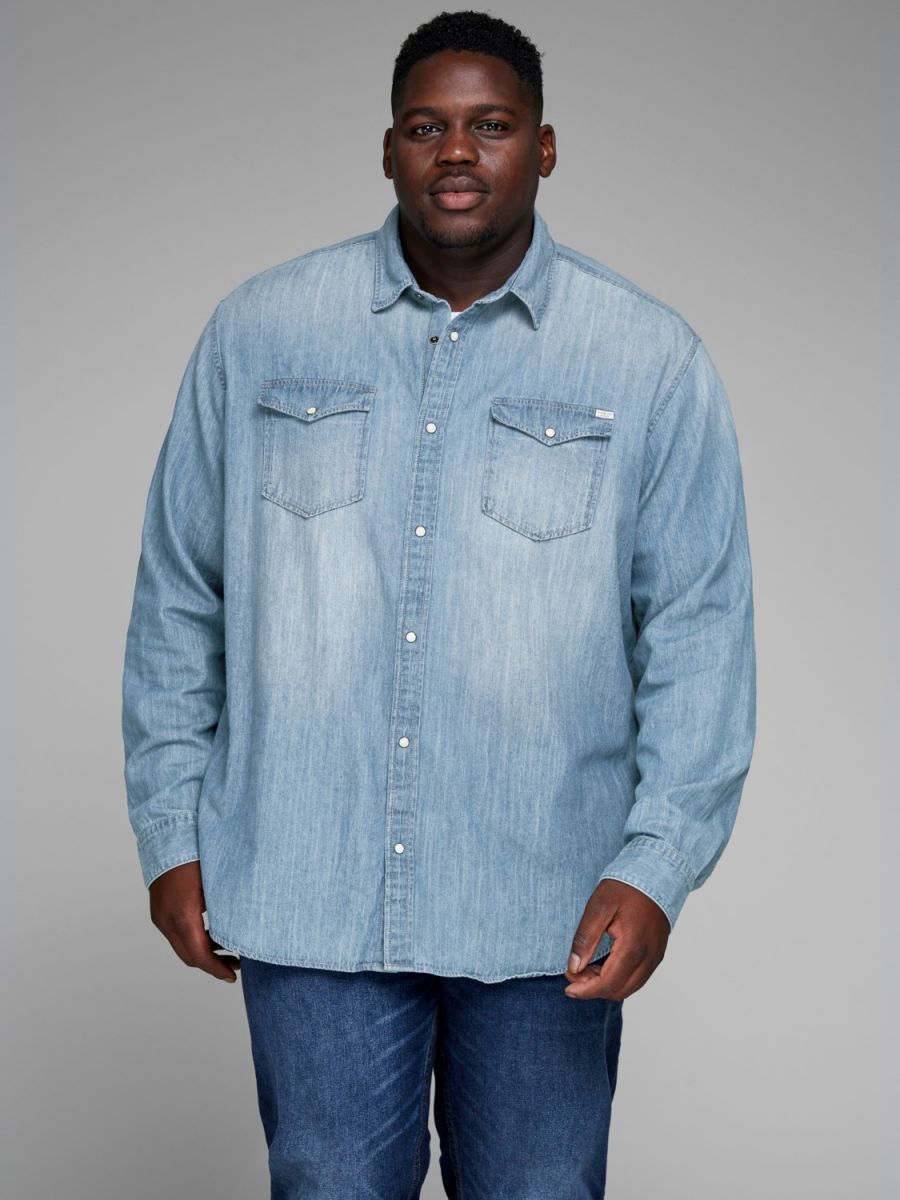+ CAMICE Uomo JACK&JONES 12143934 SHERUDAN MEDIUM BLUE DENIM