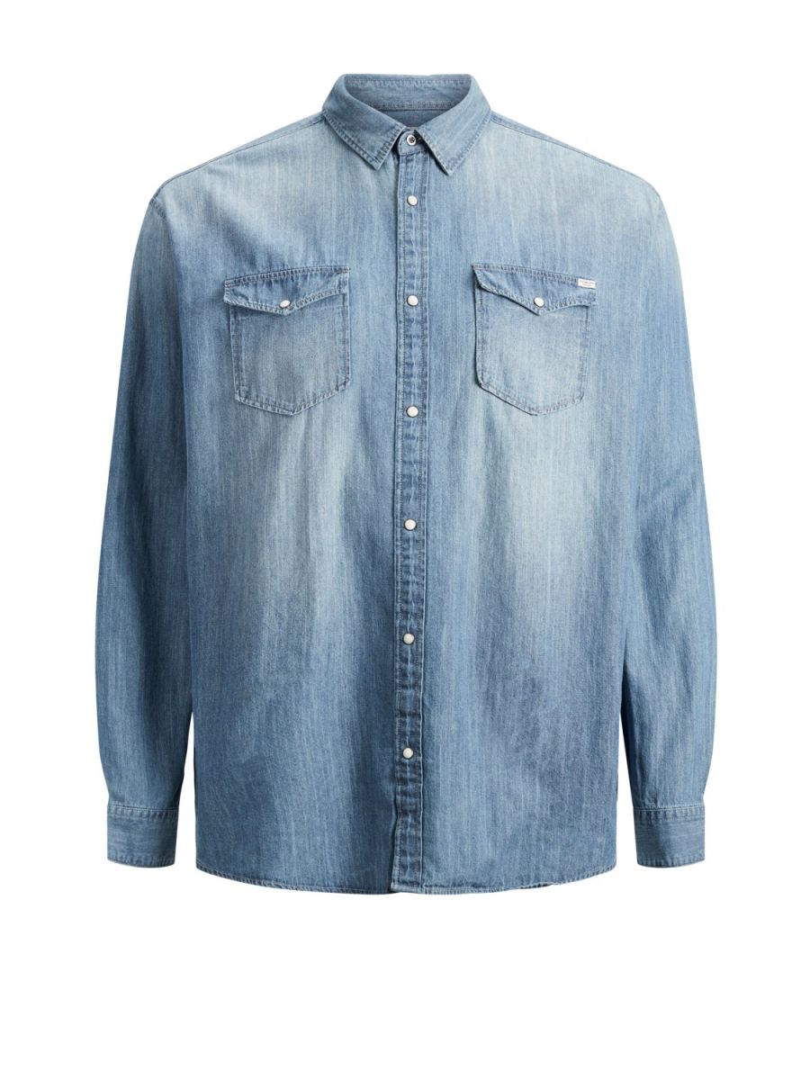 + CAMICE Uomo JACK&JONES 12143934 SHERUDAN MEDIUM BLUE DENIM