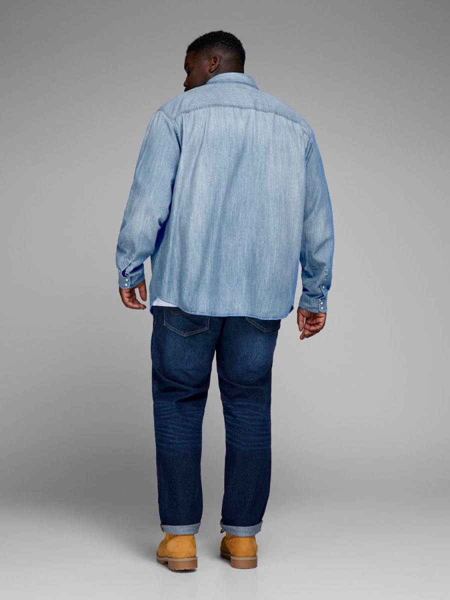 + CAMICE Uomo JACK&JONES 12143934 SHERUDAN MEDIUM BLUE DENIM