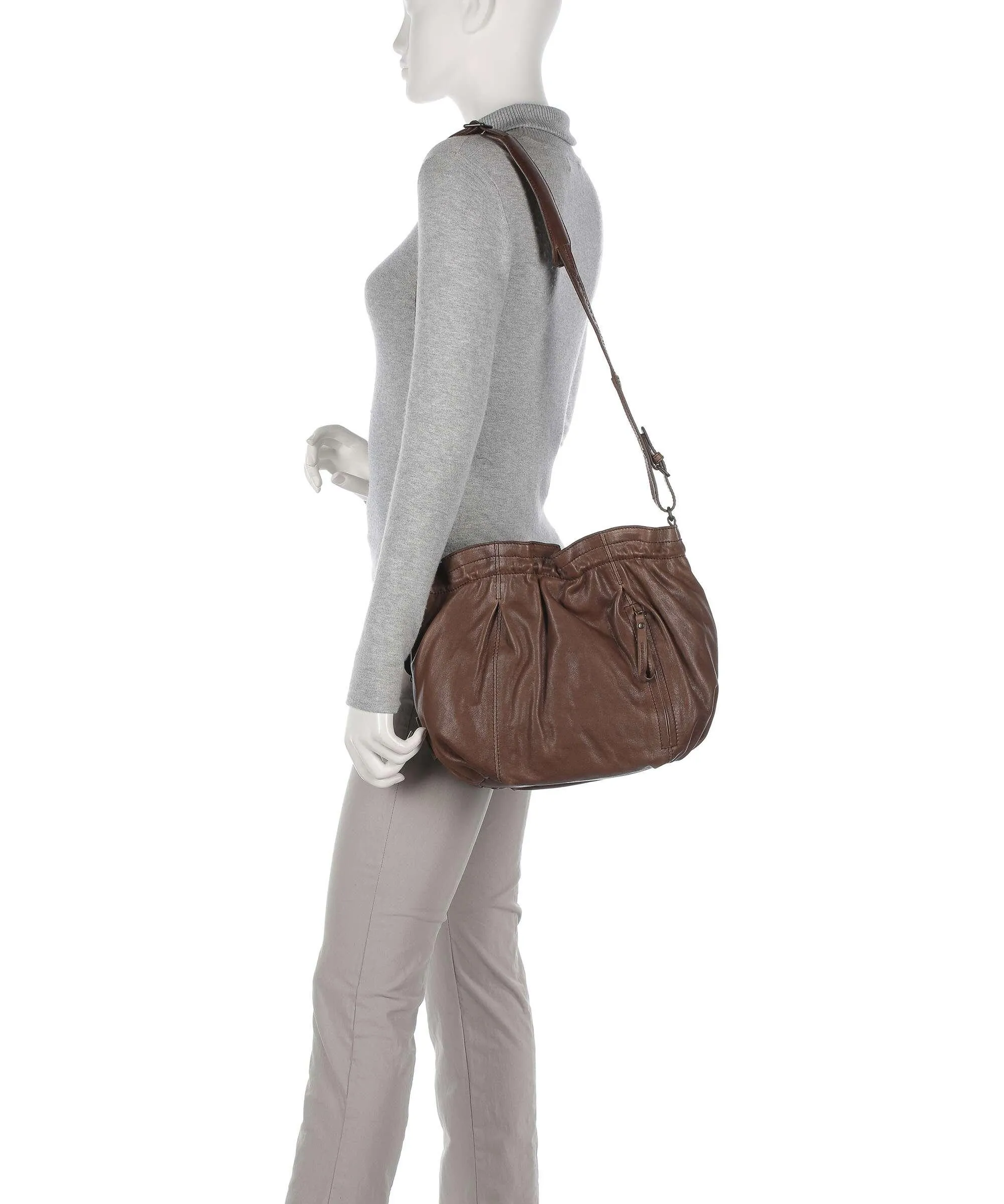  Aunts & Uncles Coffee Klatsch Hannah Borsa a spalla pelle granulata marrone scuro  