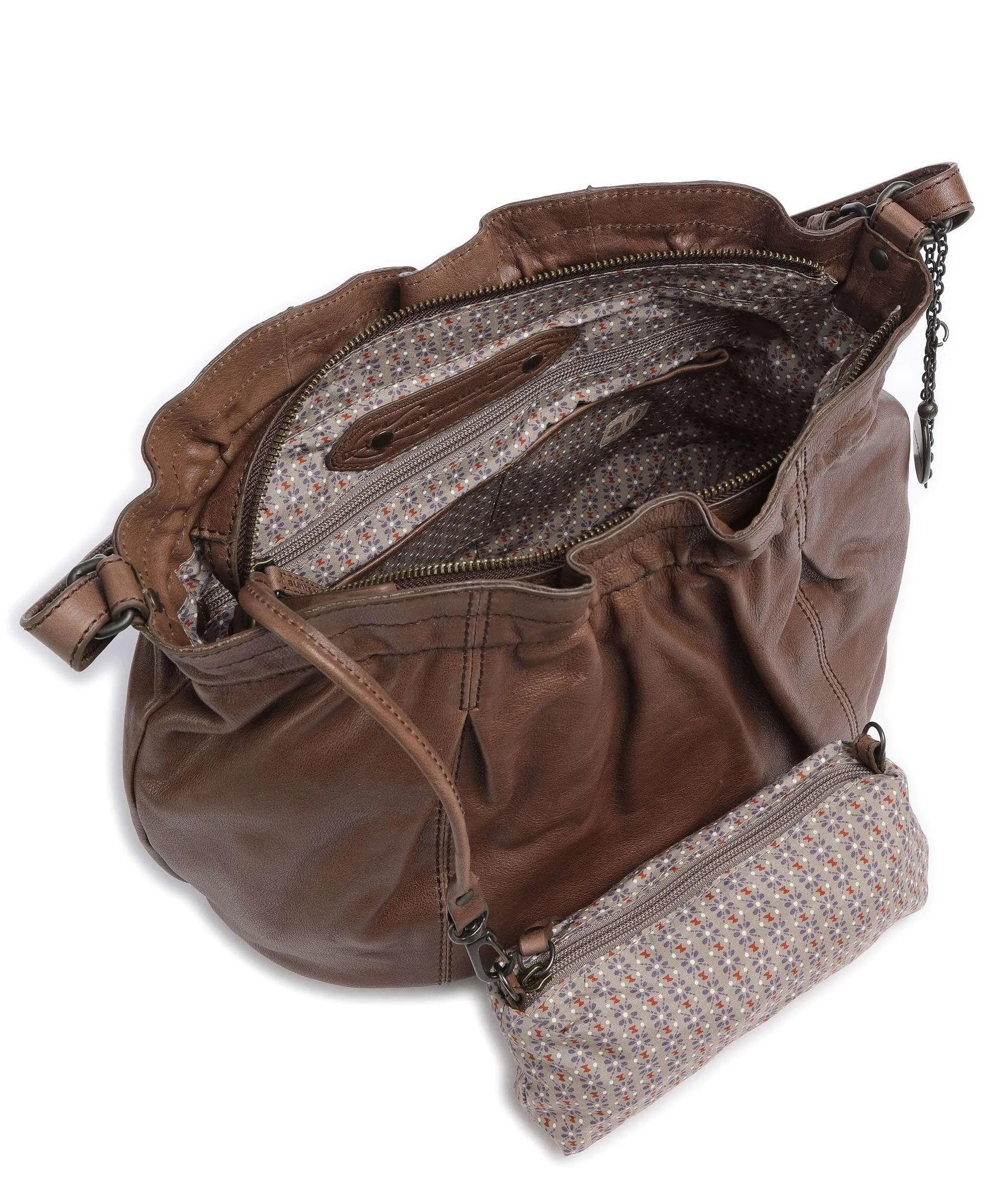  Aunts & Uncles Coffee Klatsch Hannah Borsa a spalla pelle granulata marrone scuro  
