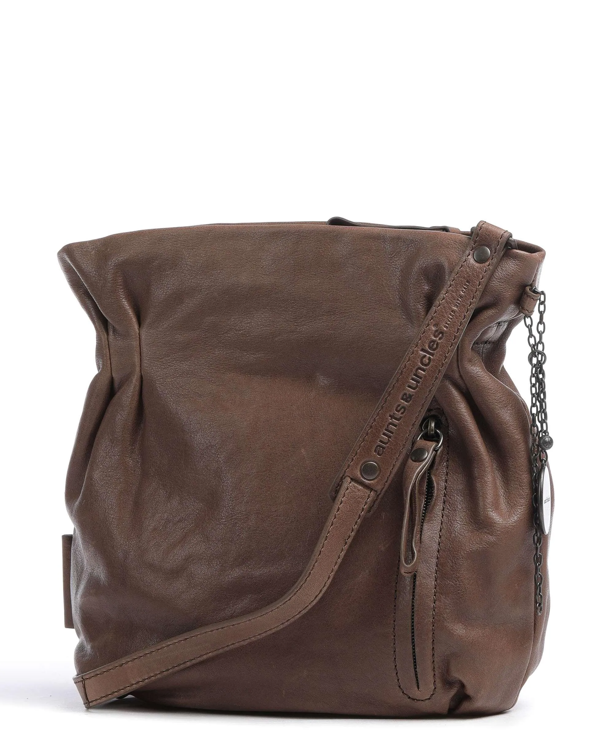  Aunts & Uncles Coffee Klatsch Robin Borsa a tracolla pelle a grana fine marrone scuro  