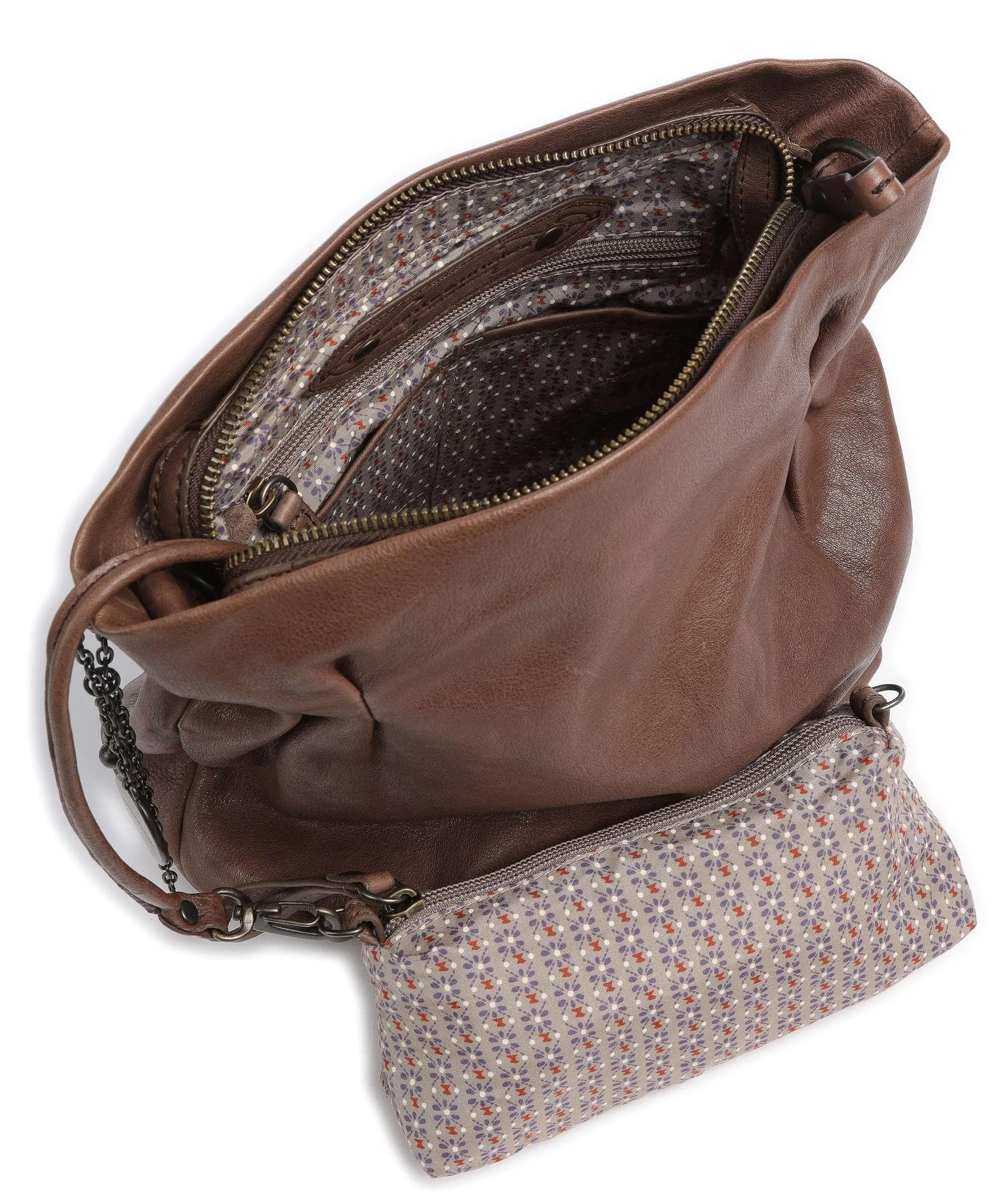  Aunts & Uncles Coffee Klatsch Robin Borsa a tracolla pelle a grana fine marrone scuro  