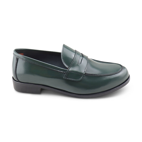 Bendina verde in pelle abrasivata