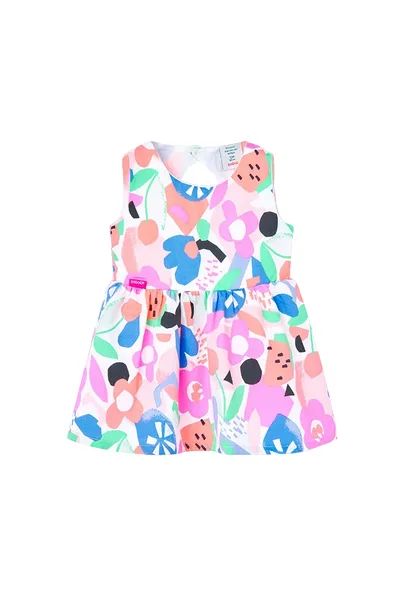 Boboli Baby girl satin dress with print 218056 9403 pink