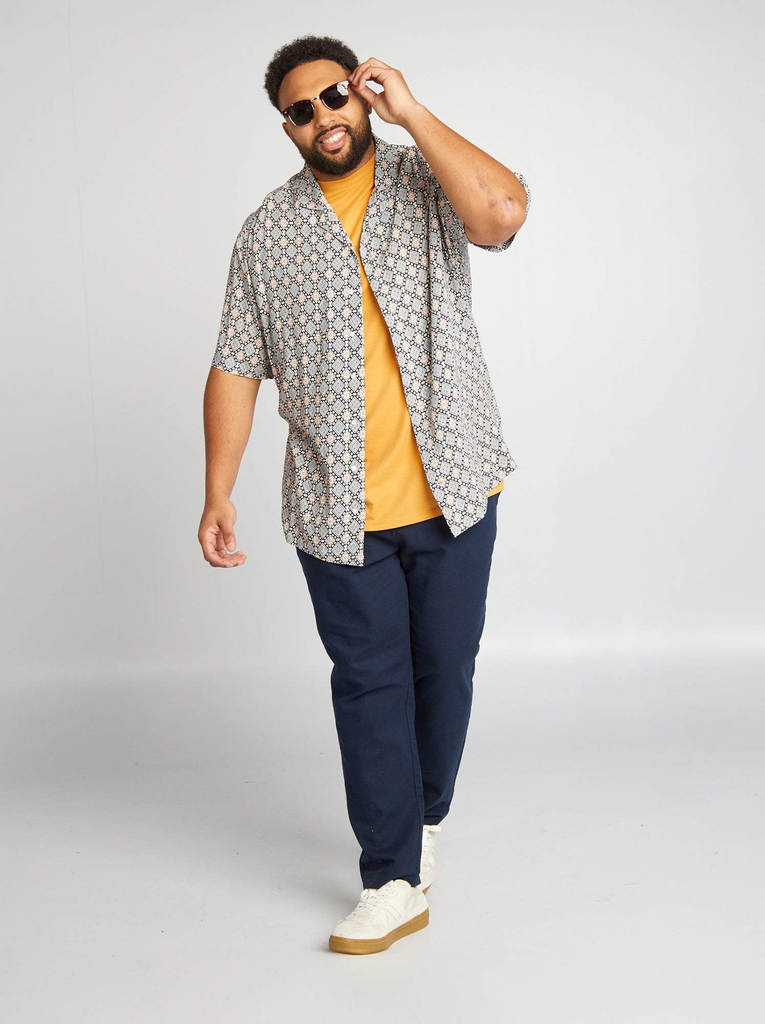 Camicia morbida con collo a pigiama - BIANCO