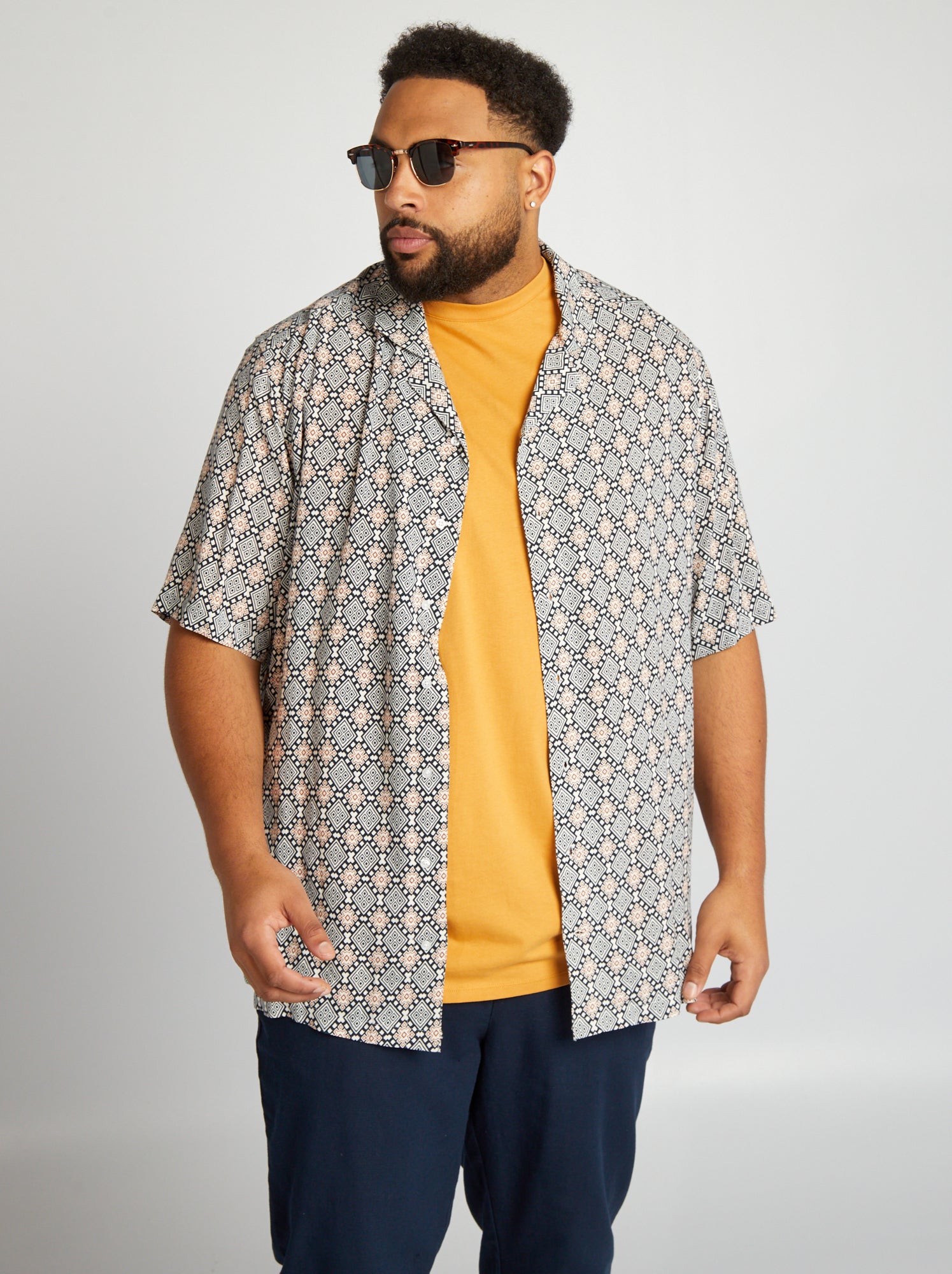 Camicia morbida con collo a pigiama - BIANCO