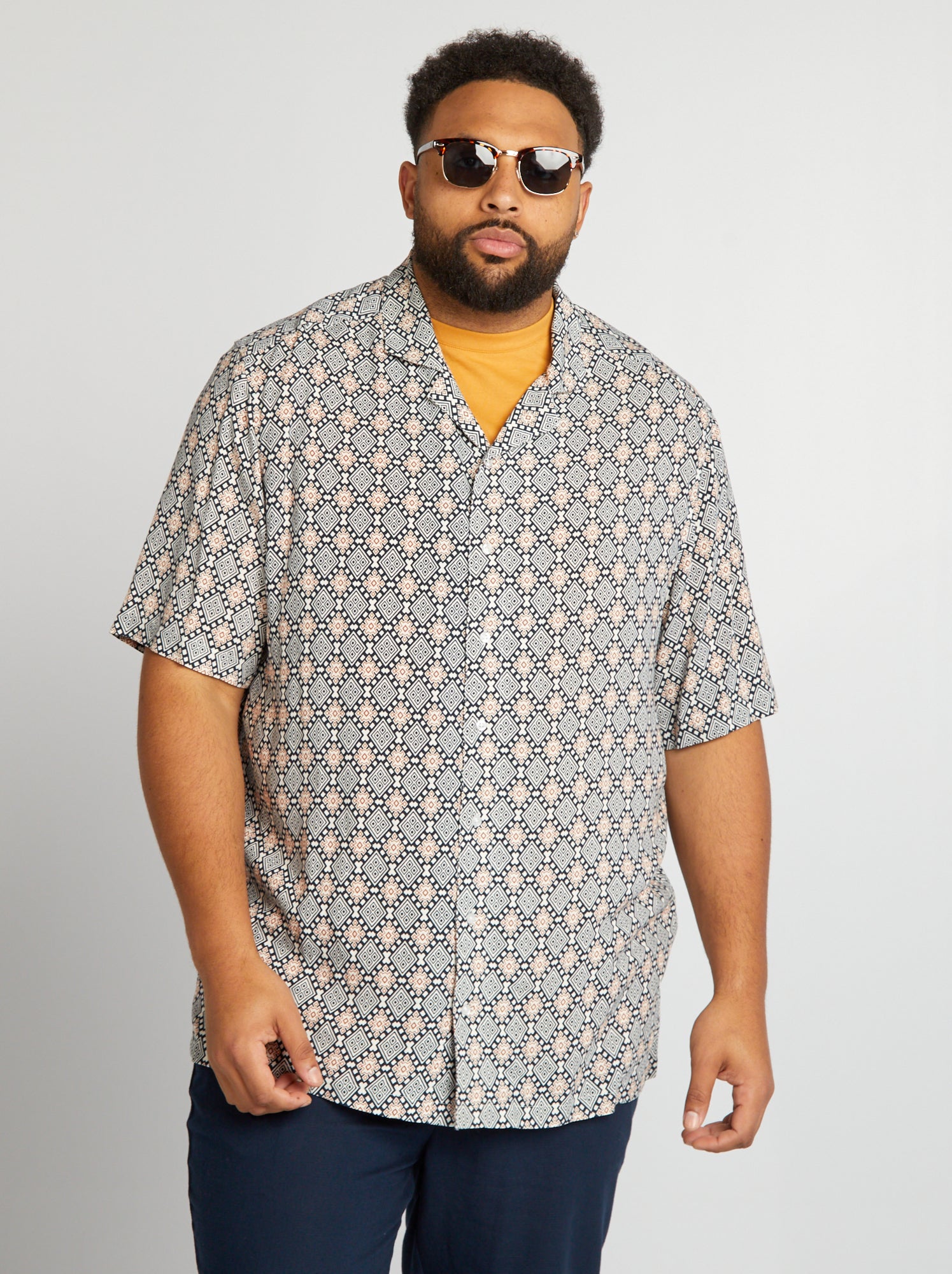 Camicia morbida con collo a pigiama - BIANCO