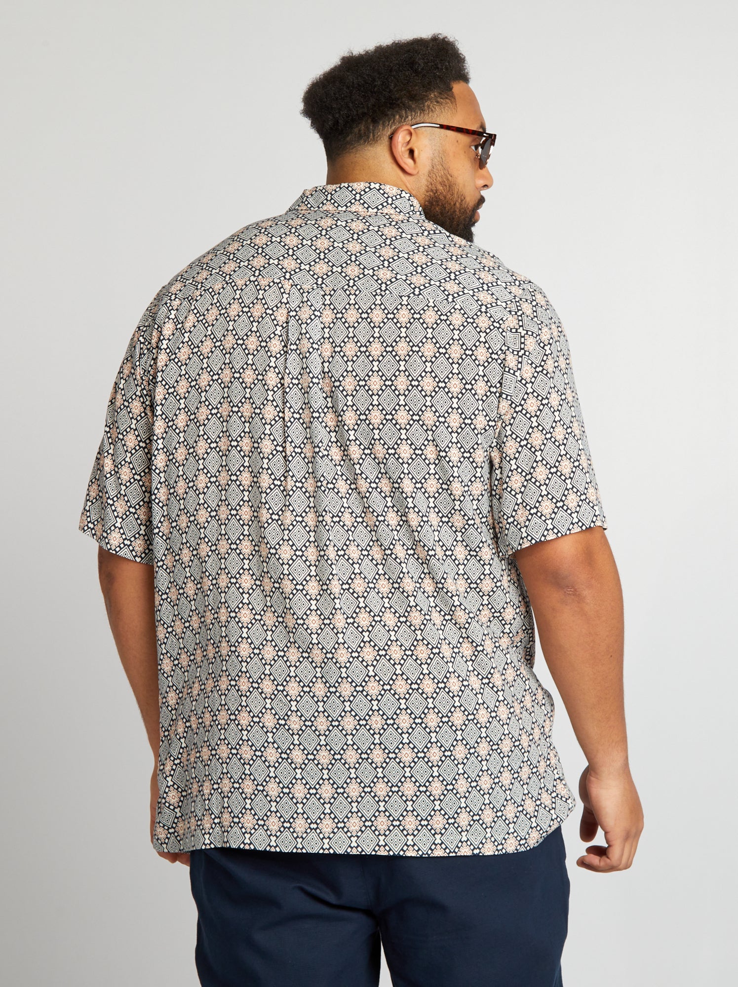 Camicia morbida con collo a pigiama - BIANCO