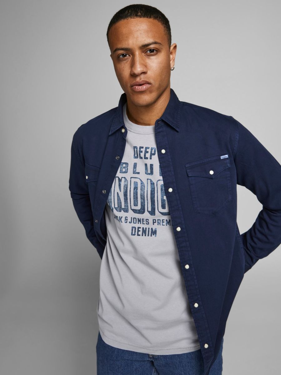 CAMICIE Uomo JACK&JONES 12138115 SHERIDAN DARK NAVY