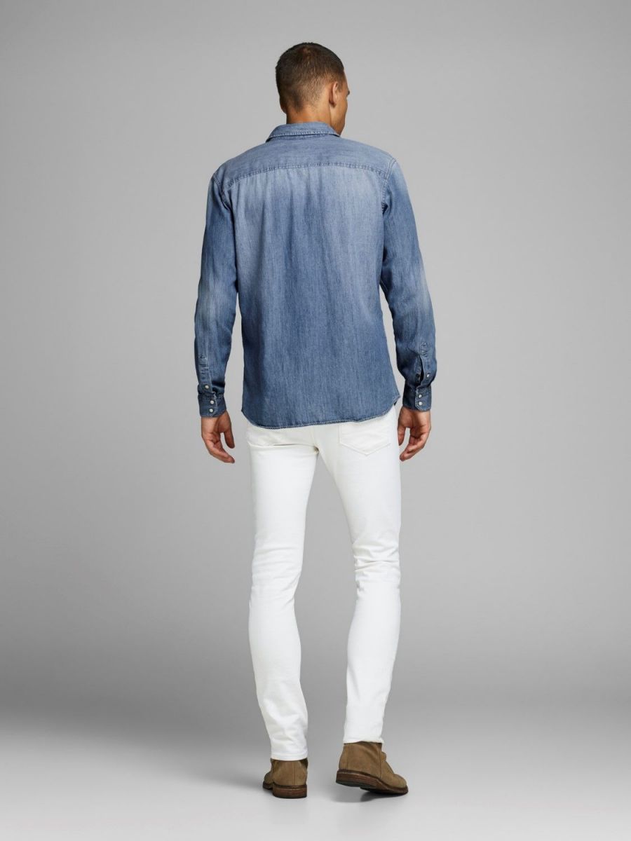 CAMICIE Uomo JACK&JONES 12138115 SHERIDAN MEDIUM BLUE DENIM