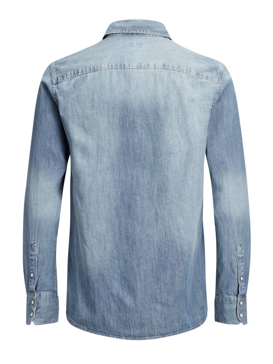 CAMICIE Uomo JACK&JONES 12138115 SHERIDAN MEDIUM BLUE DENIM