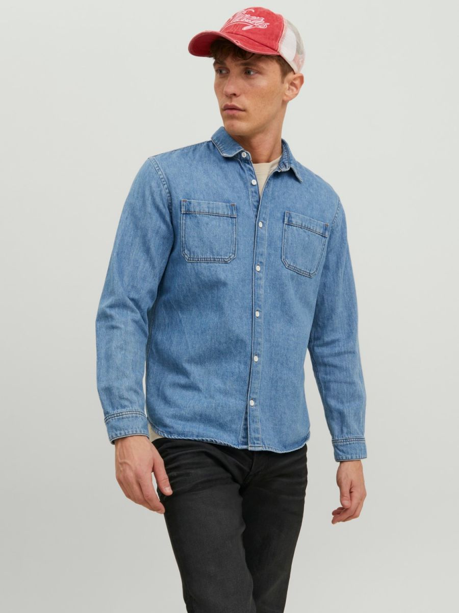 CAMICIE Uomo JACK&JONES 12224328 CREEK LIGHT BLUE DENIM