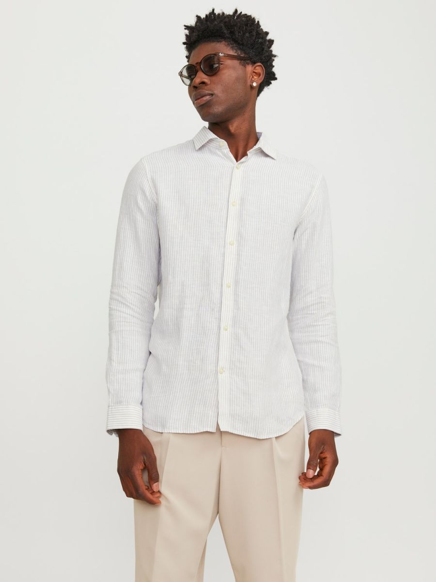 CAMICIE Uomo JACK&JONES Premium 12251673 PARKER LINEN TRAVERINE