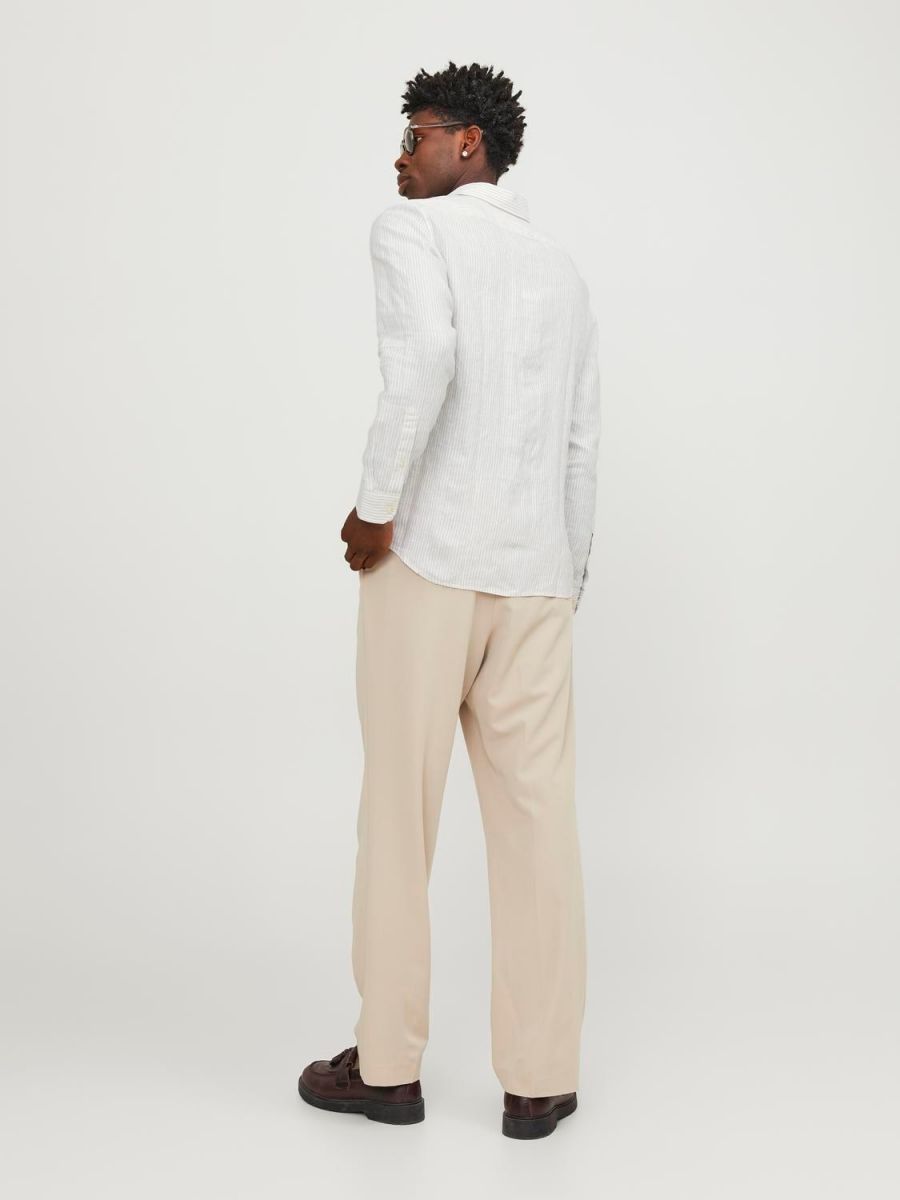 CAMICIE Uomo JACK&JONES Premium 12251673 PARKER LINEN TRAVERINE