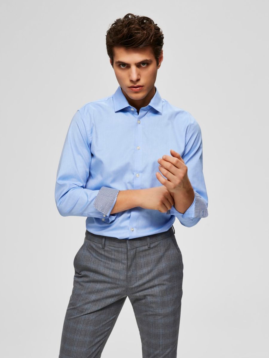 CAMICIE Uomo SELECTED 16058640 NEW MARK LIGHT BLUE