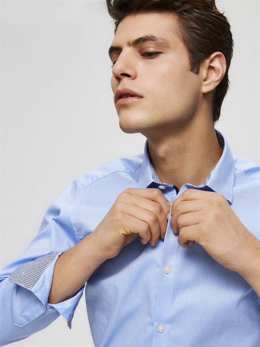 CAMICIE Uomo SELECTED 16058640 NEW MARK LIGHT BLUE