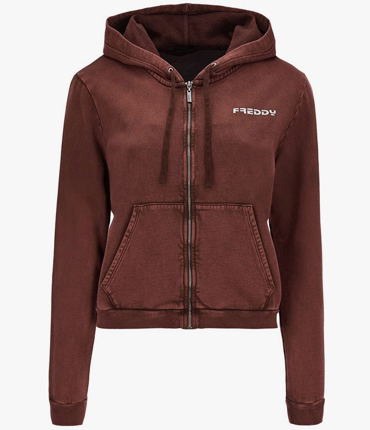 Felpa Con Zip e Cappuccio