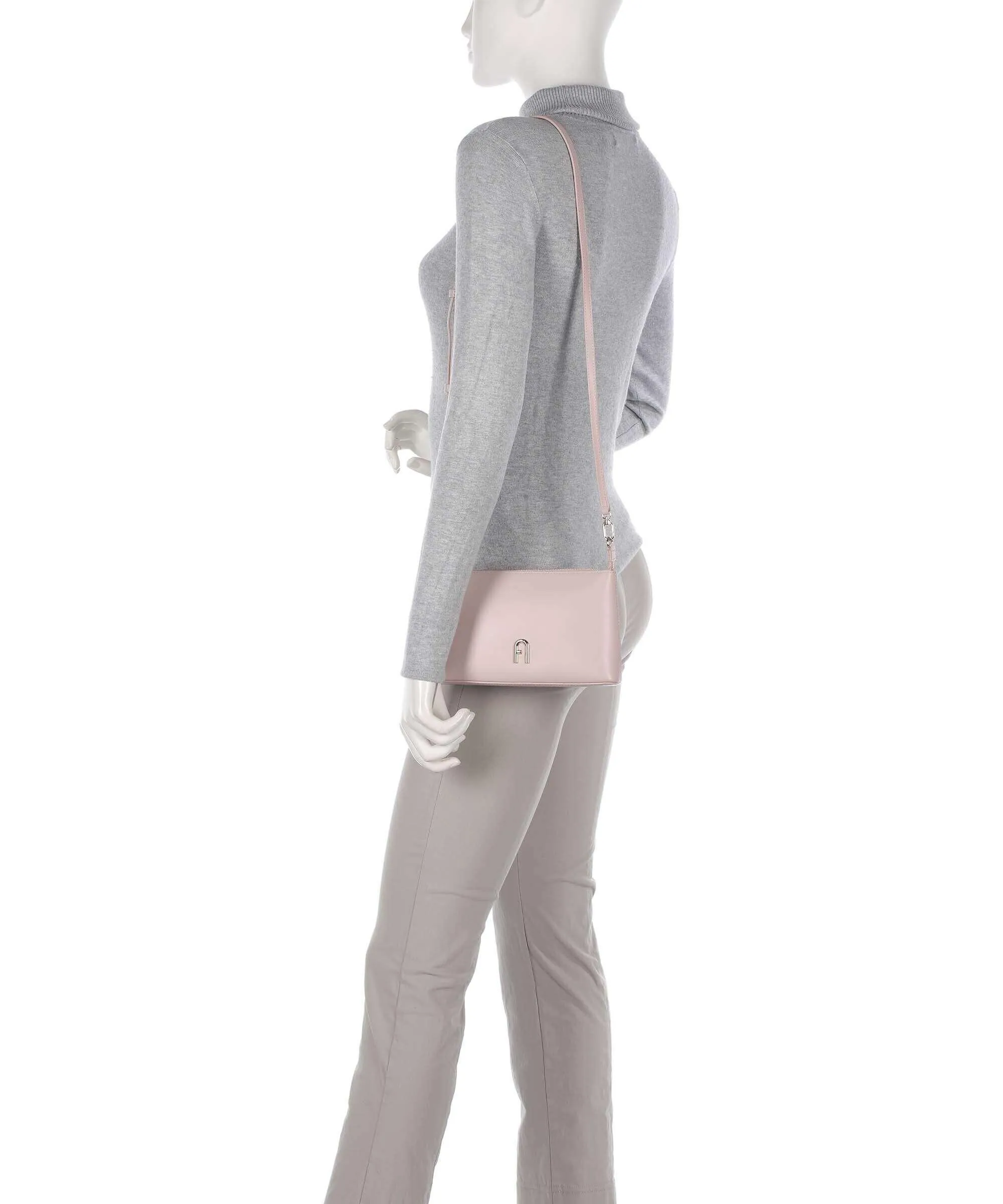  Furla Diamante Mini Borsa a tracolla pelle a grana fine rosa  