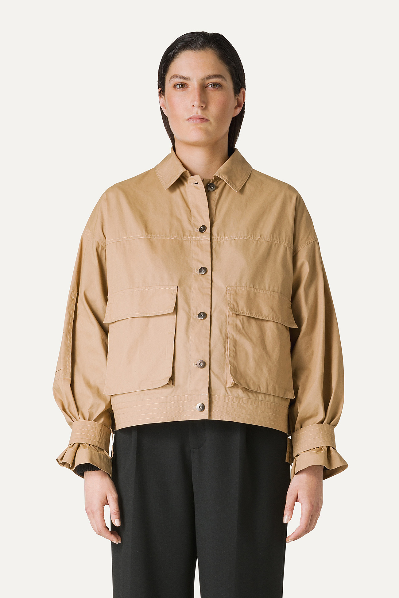 GIACCA CORTA IN GABARDINA DI COTONE LEGGERO 9205 - NATURALE
