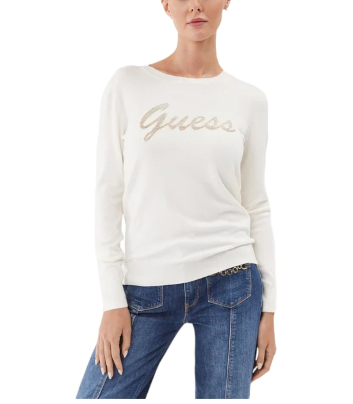 Guess Donna Maglione A Girocollo  Helene Logo