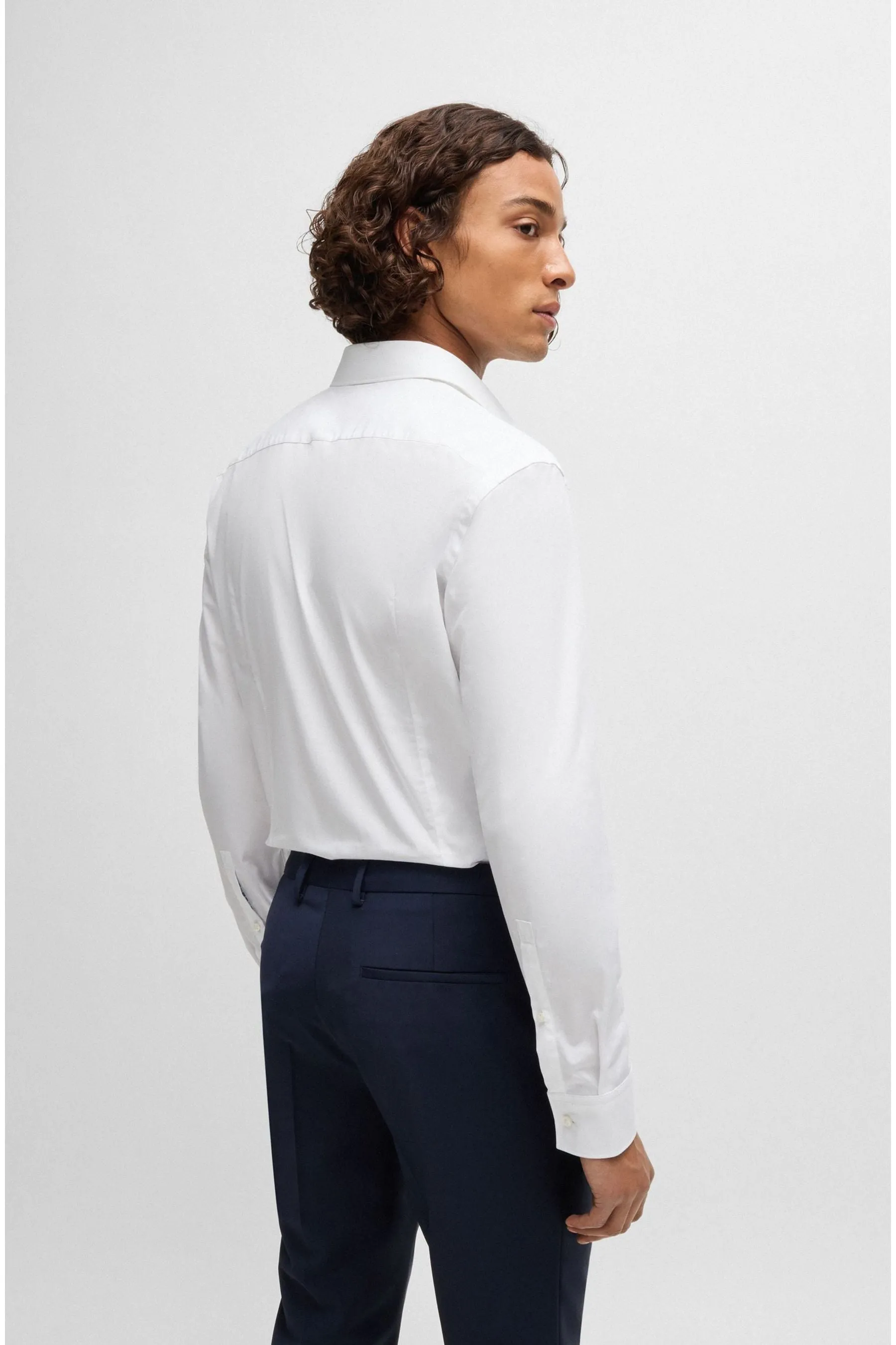HUGO Vestibilità slim Camicia in popeline di cotone    