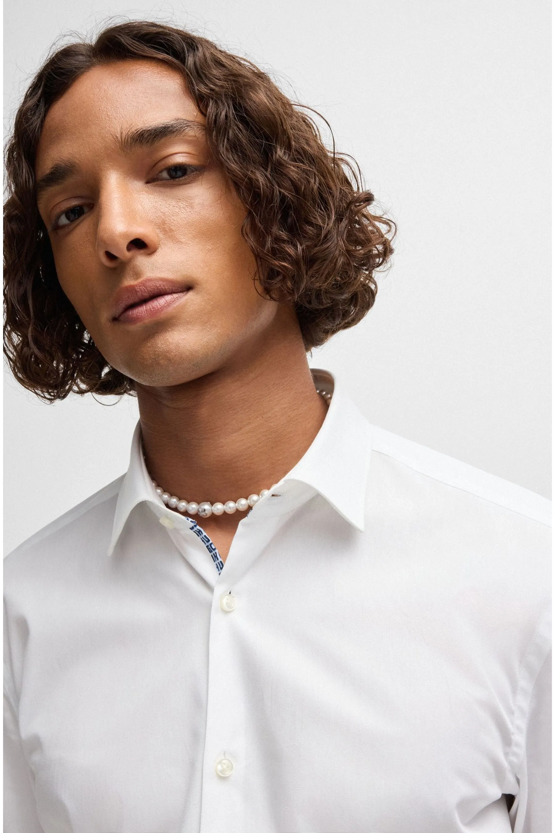 HUGO Vestibilità slim Camicia in popeline di cotone    