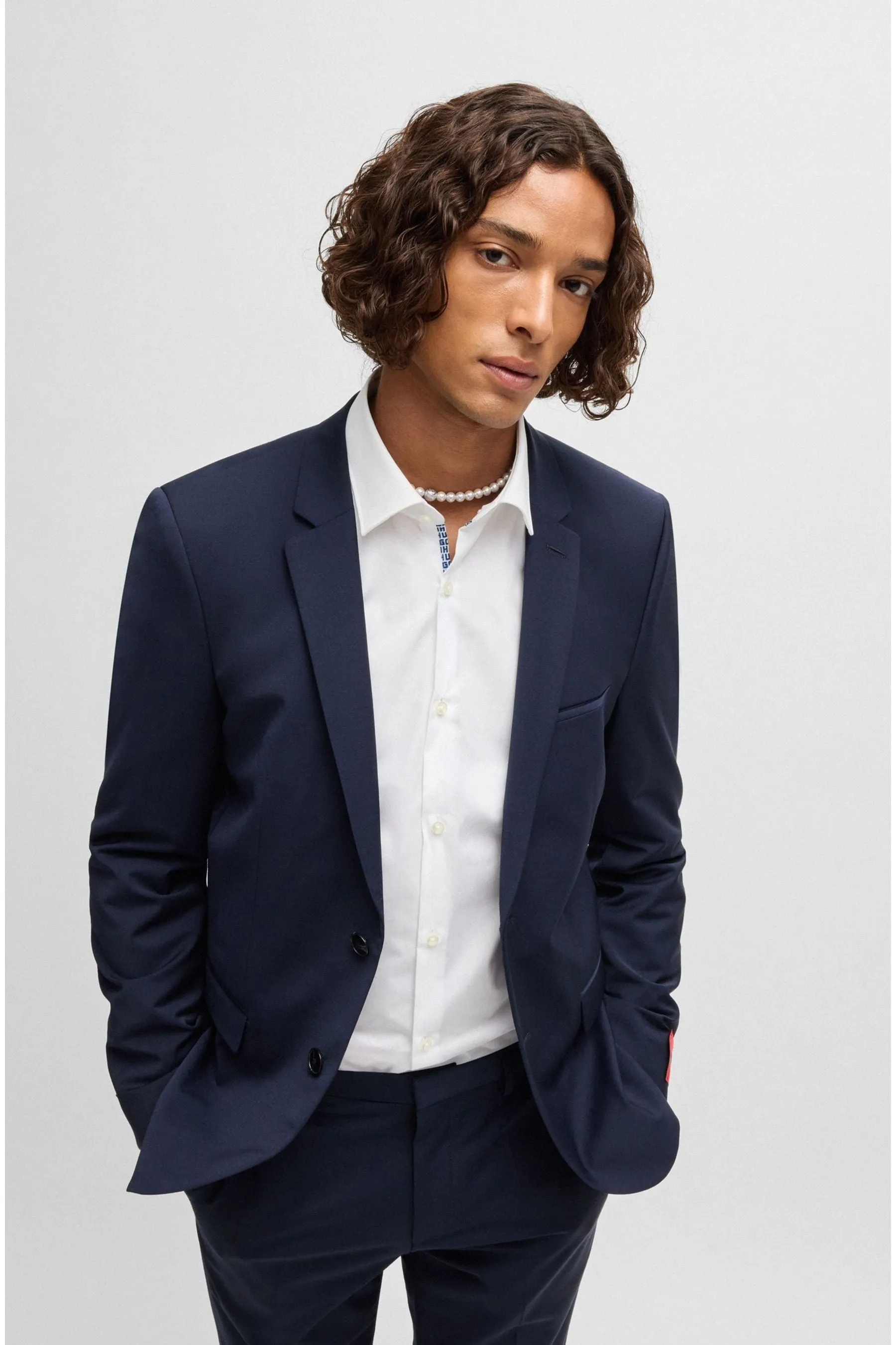 HUGO Vestibilità slim Camicia in popeline di cotone    