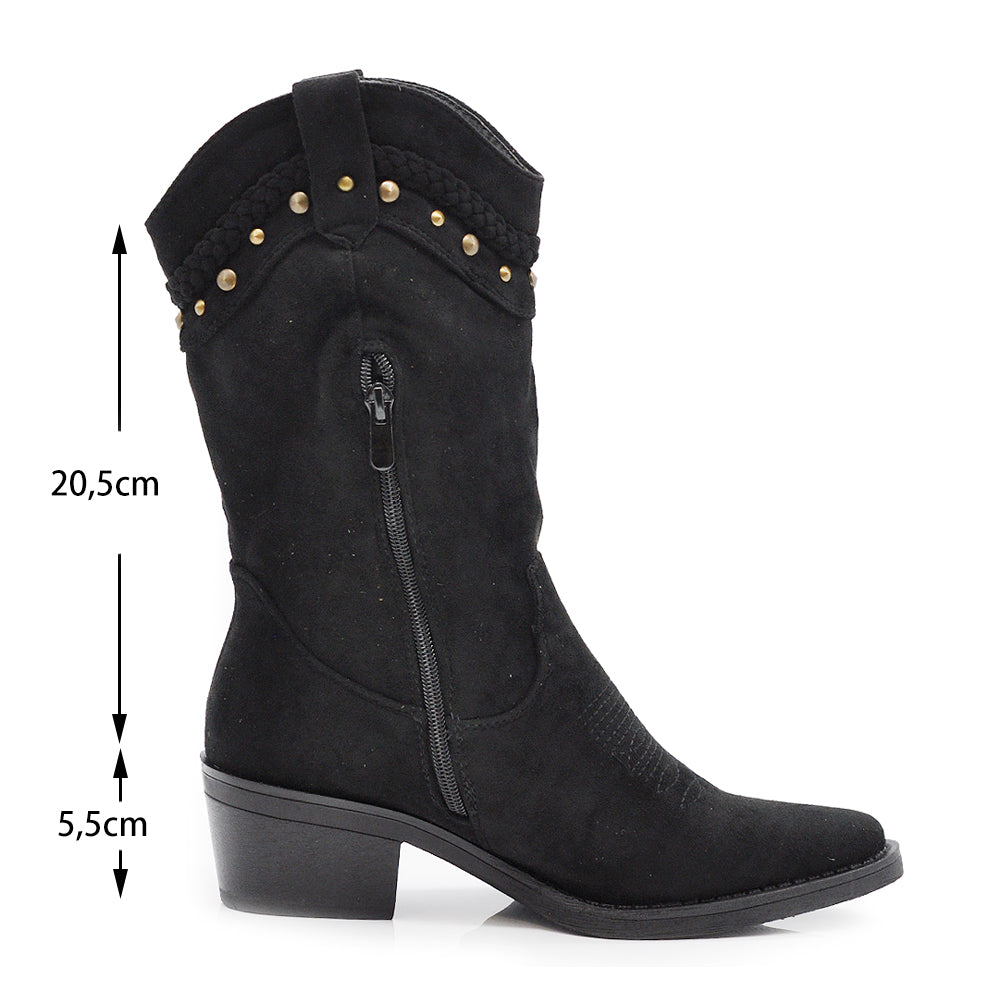 IF Fashion Stivali Stivaletti Texani con Frange Tacco Quadrato Scamosciati G625