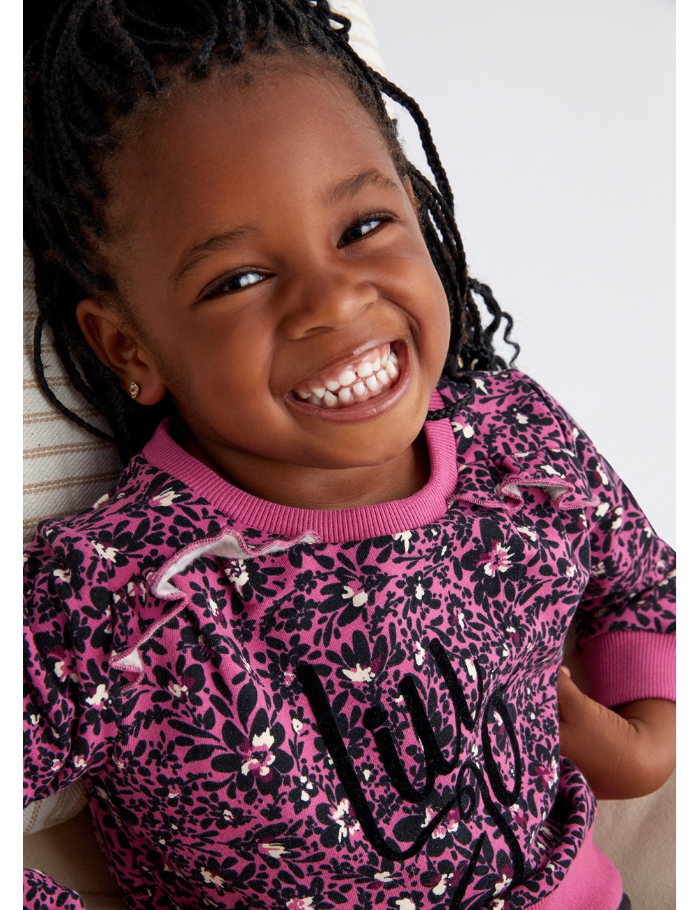 KF3099 FELPA FLOREALE CON LOGO LIU JO BAMBINA KIDS MAGLIA GIROCOLLO GIRL SGIRT