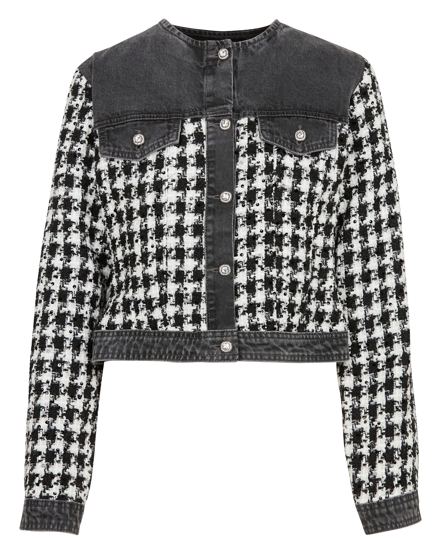  LIU JO   Giacca dritta con scollo tondo in tweed | Nero