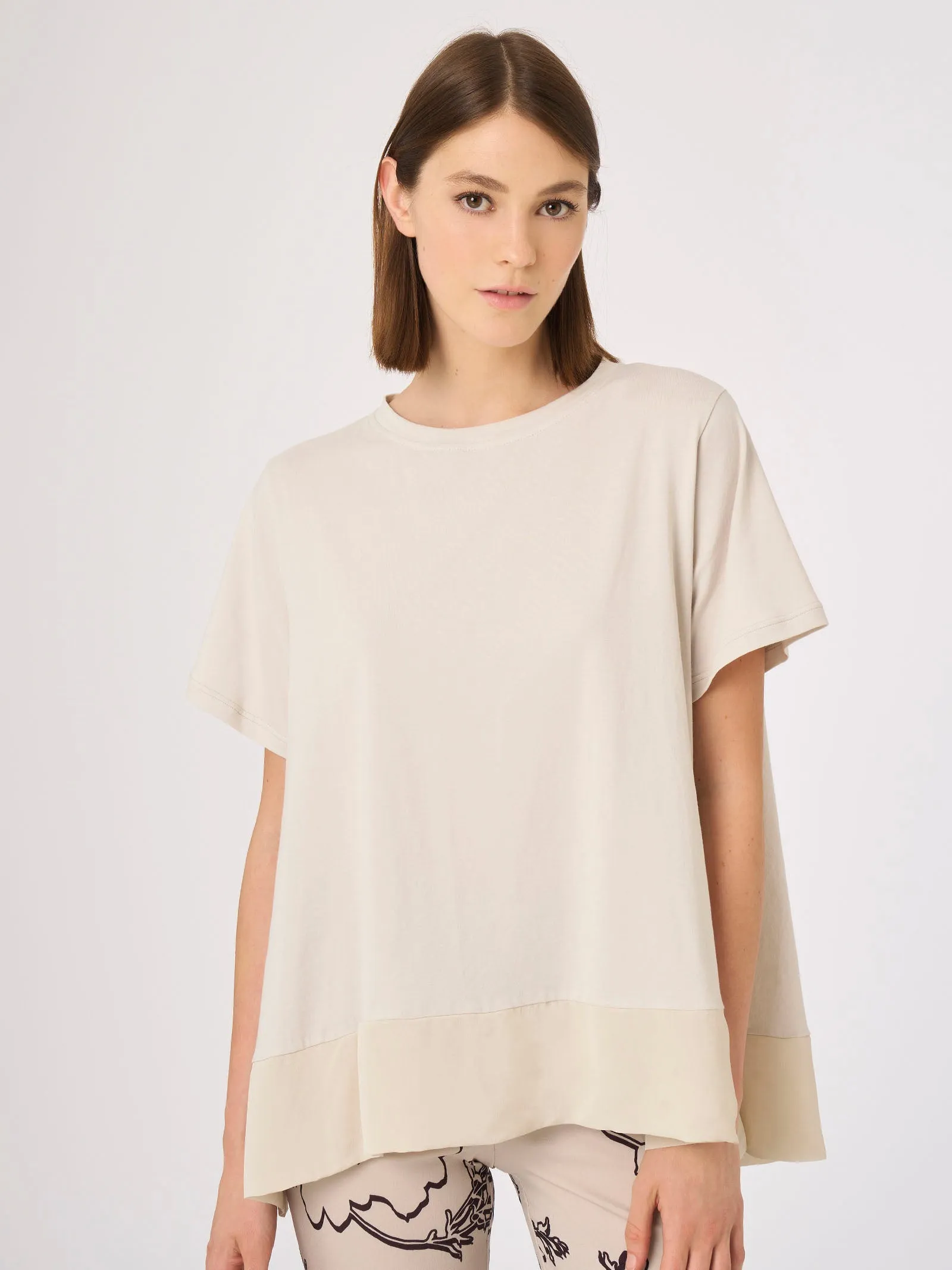 Maglietta in Ultralight e georgette - Bianco