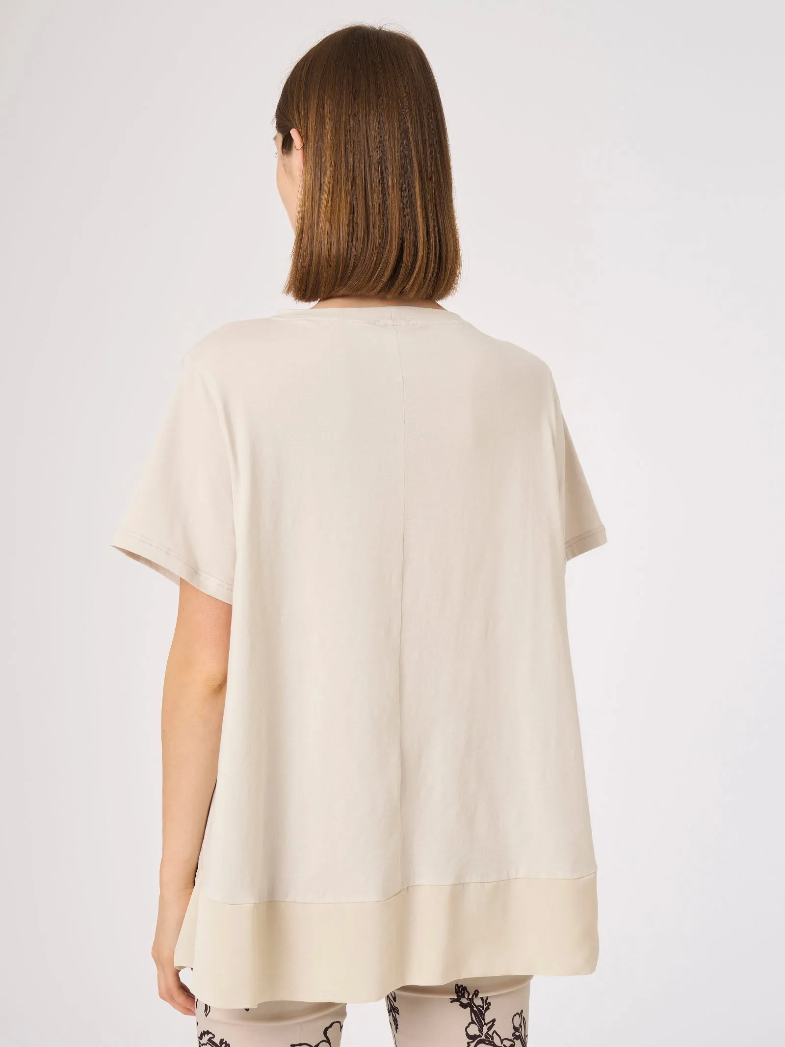 Maglietta in Ultralight e georgette - Bianco
