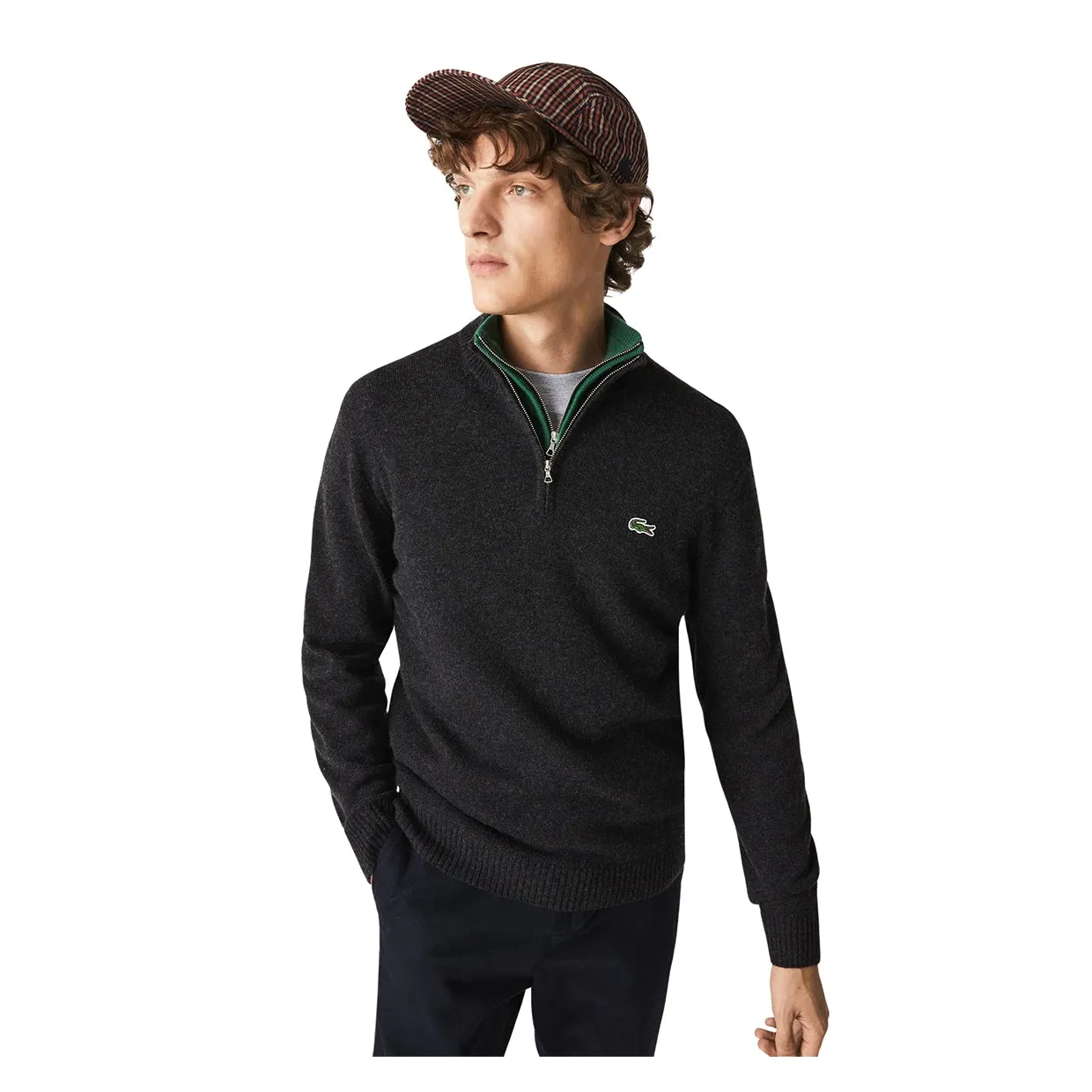 Maglione Lacoste 1/2 Zip Grigio Antracite