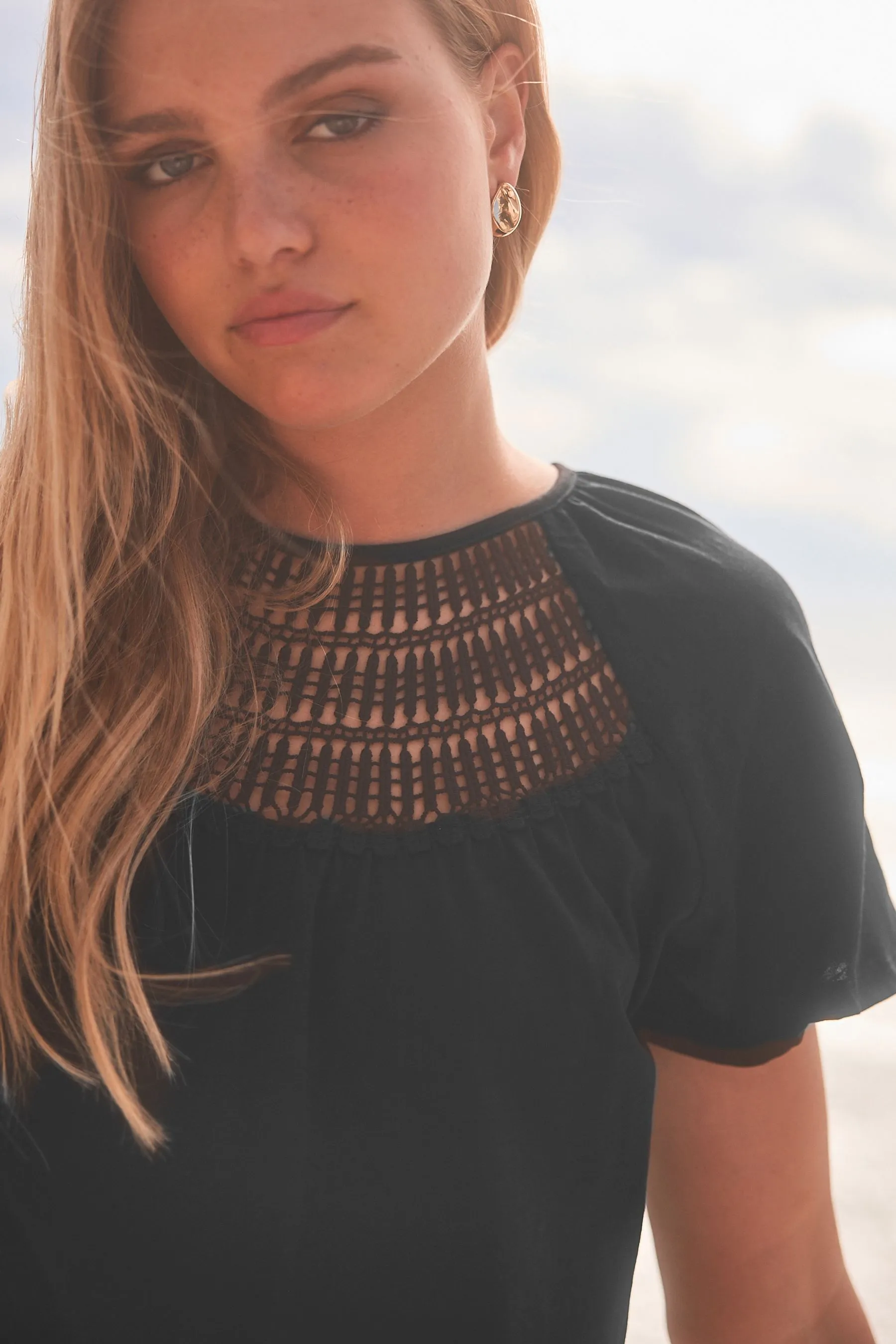 Maniche corte Crochet Bubblehem 100% Cotone Top    