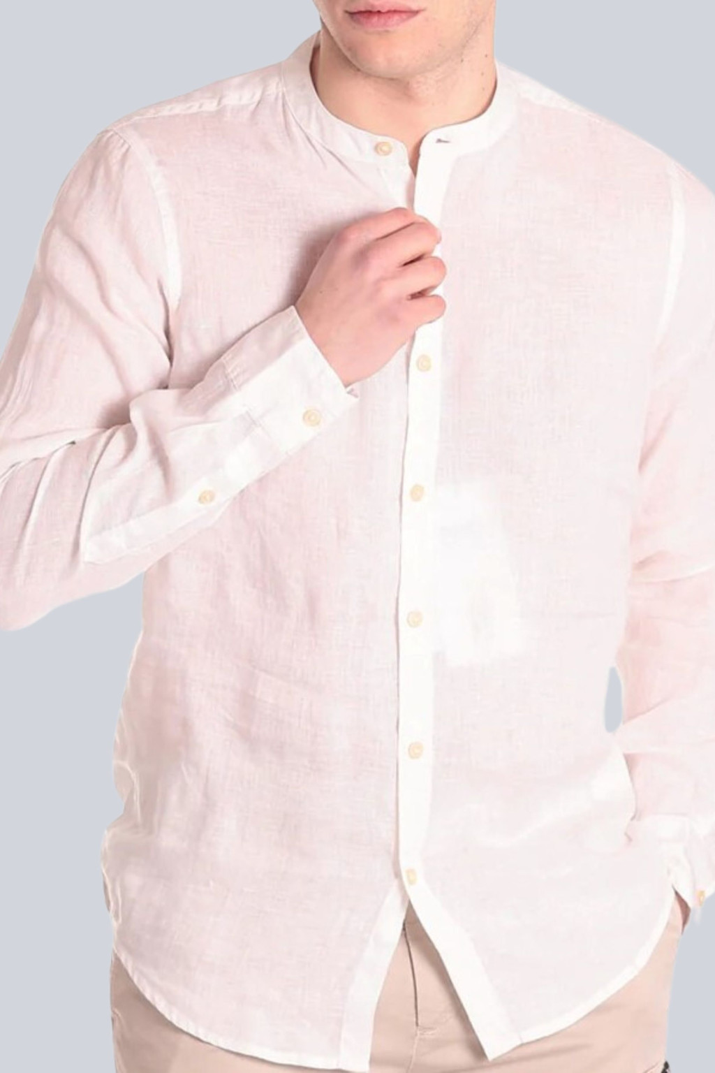 MARKUP CAMICIA  COLLO COREANA LINO  BIANCO 13002