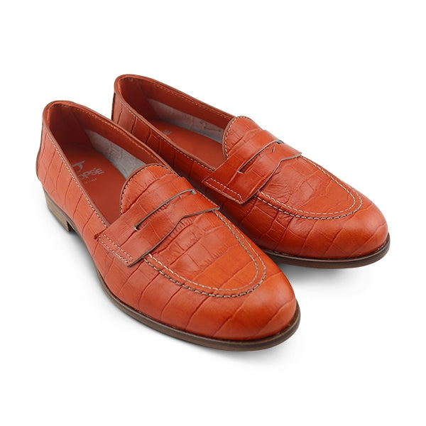 Mocassini arancio in pelle