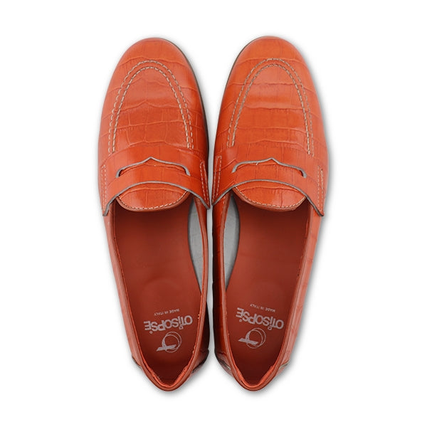 Mocassini arancio in pelle