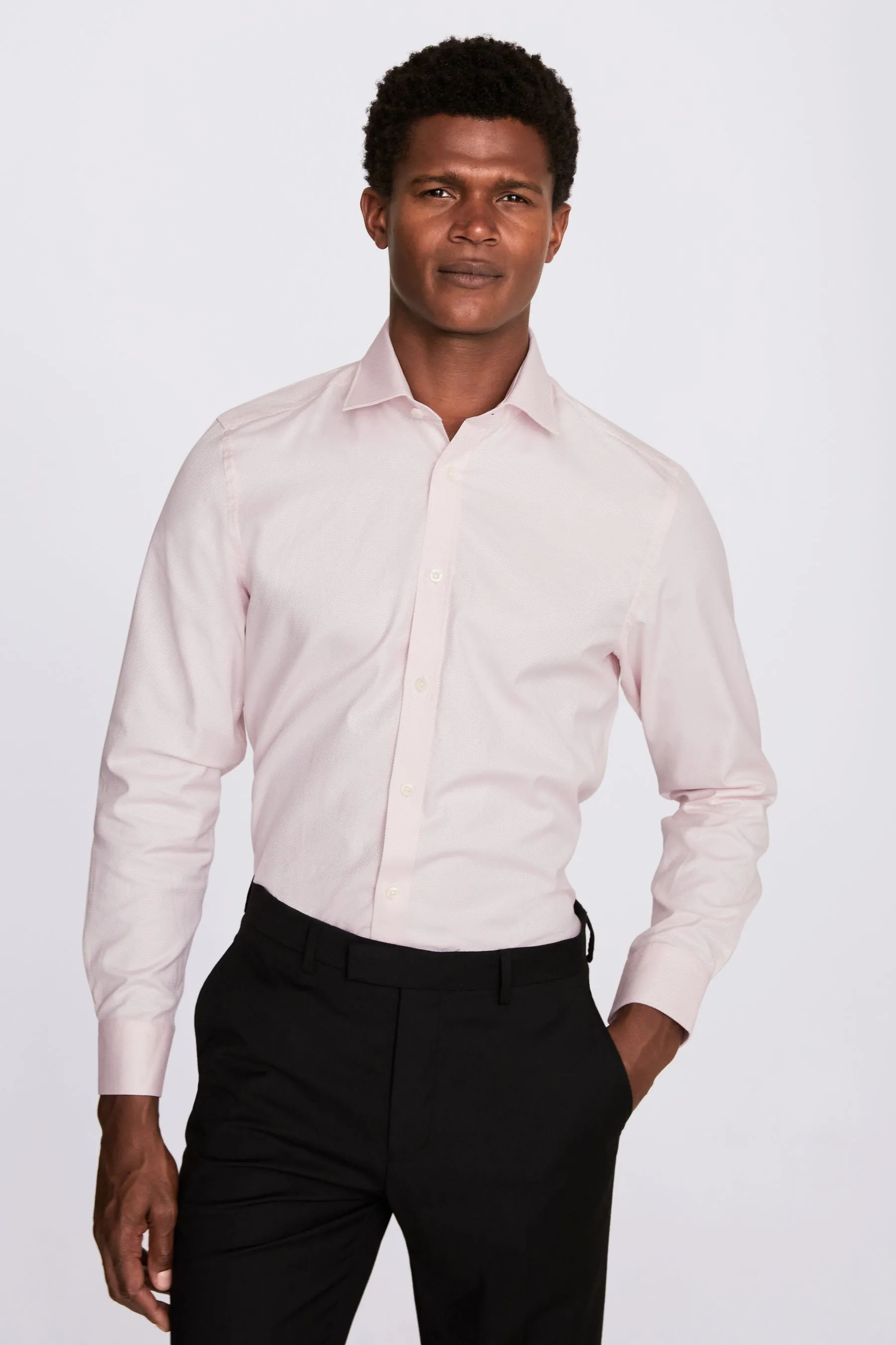 MOSS Camicia Dobby con polsino singolo 100% cotone    