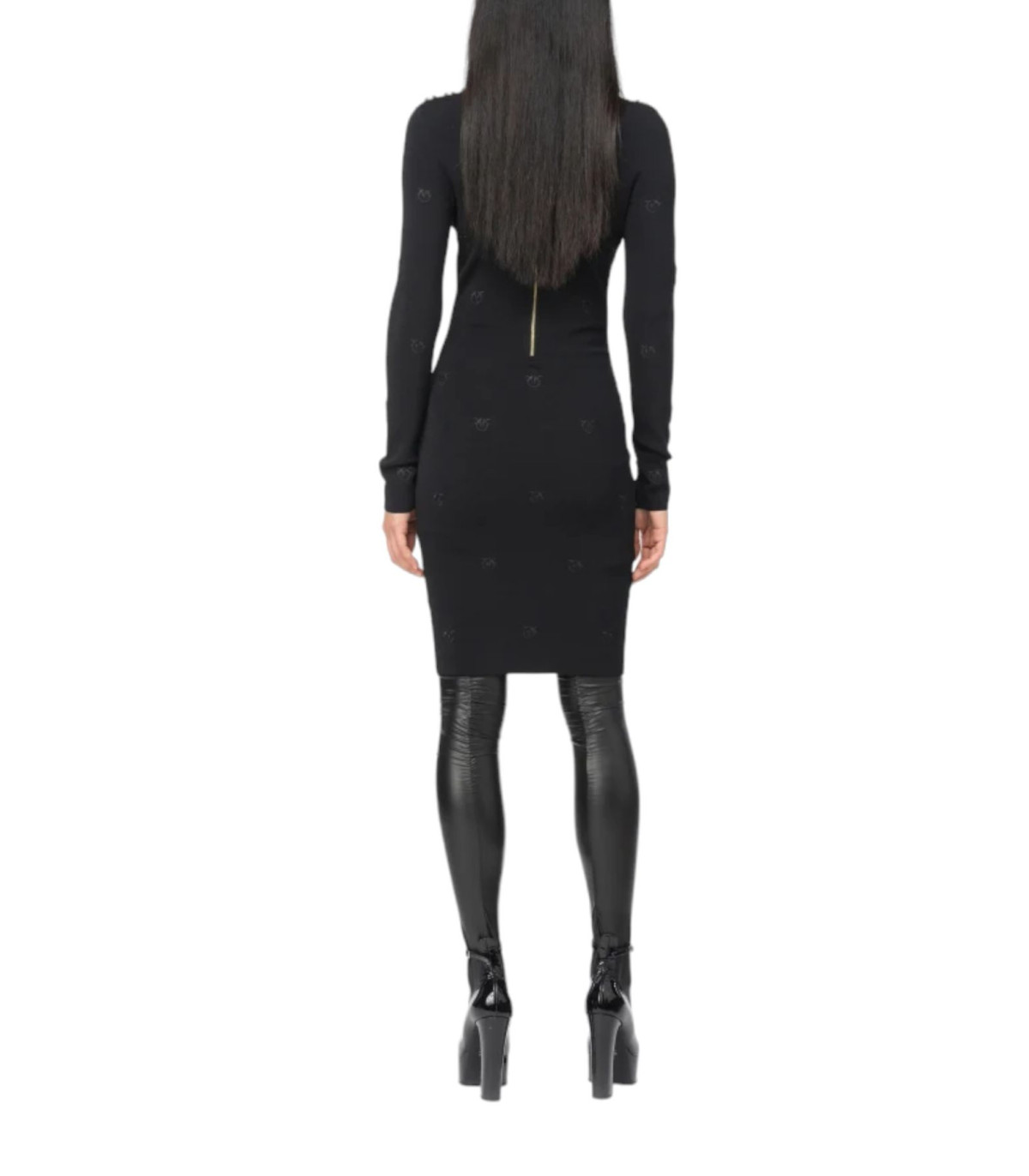 Pinko Donna Vestito Corto Jacquard Piquet Drago