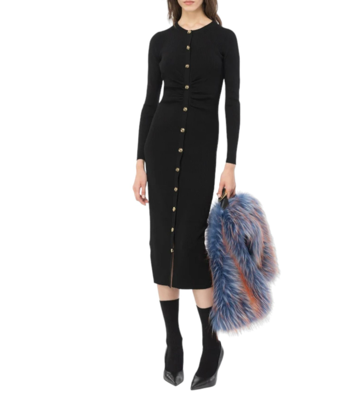 Pinko Donna Vestito Lungo Costina Lana Ermellino