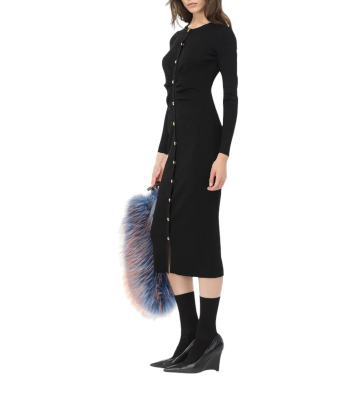 Pinko Donna Vestito Lungo Costina Lana Ermellino