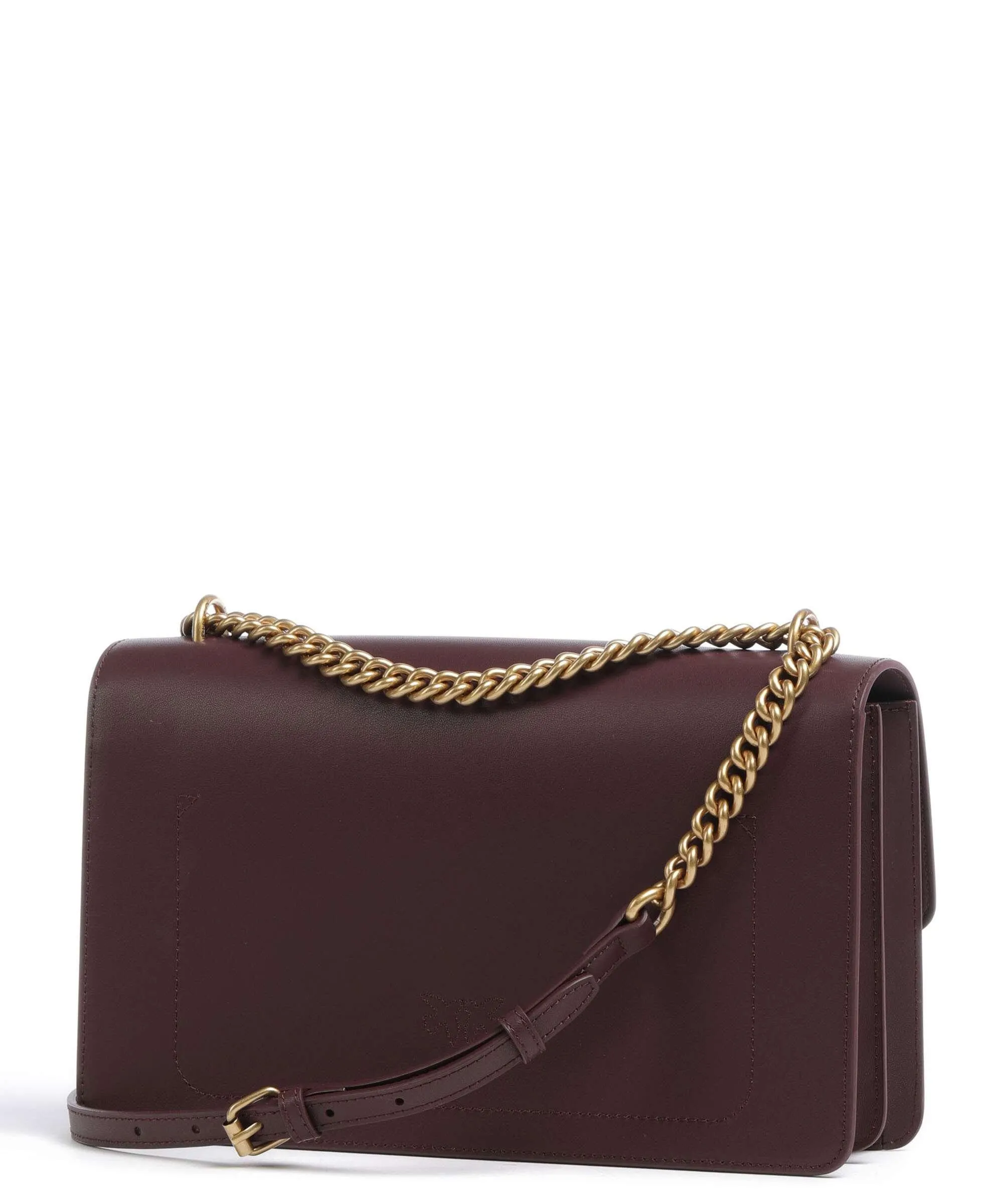  Pinko Love One Classic Borsa a spalla pelle di vacchetta finemente grana mogano  