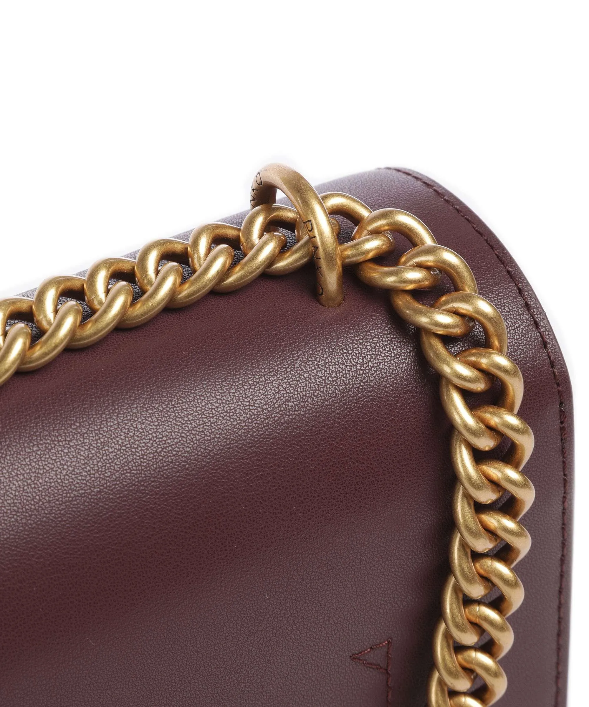  Pinko Love One Classic Borsa a spalla pelle di vacchetta finemente grana mogano  