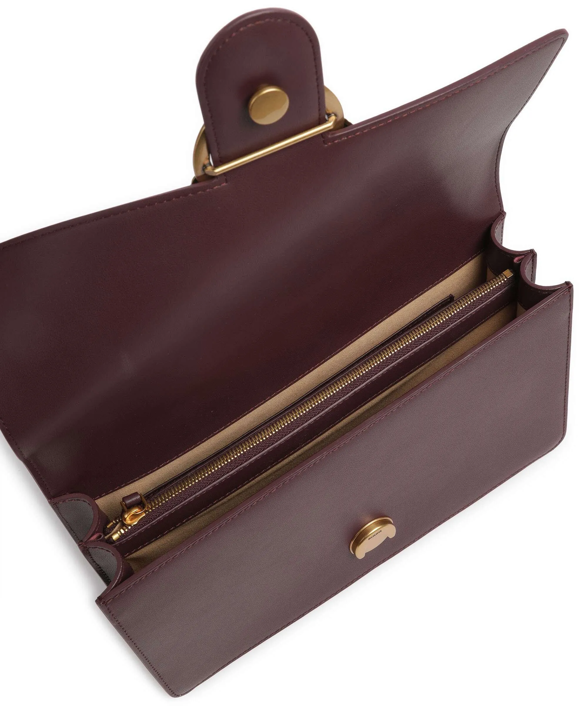  Pinko Love One Classic Borsa a spalla pelle di vacchetta finemente grana mogano  