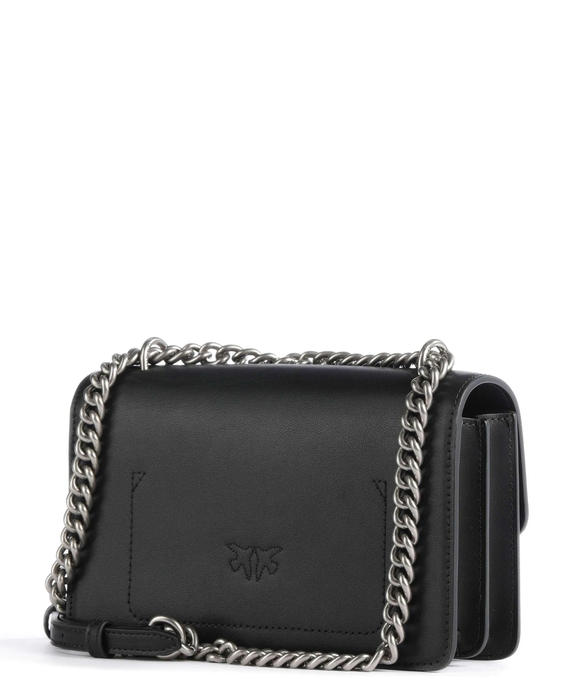  Pinko Love One Mini Borsa a spalla pelle di vacchetta finemente grana nero  
