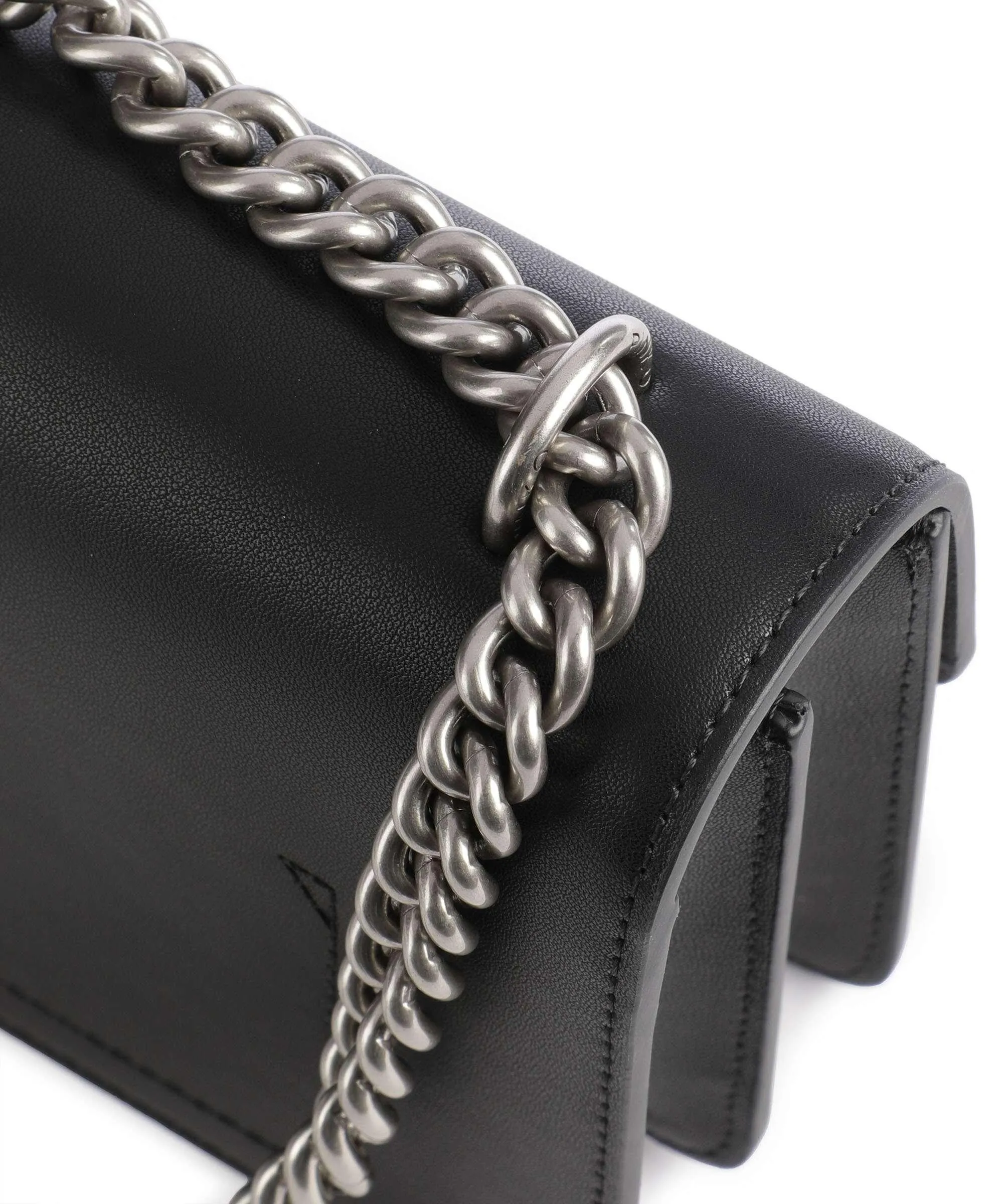  Pinko Love One Mini Borsa a spalla pelle di vacchetta finemente grana nero  