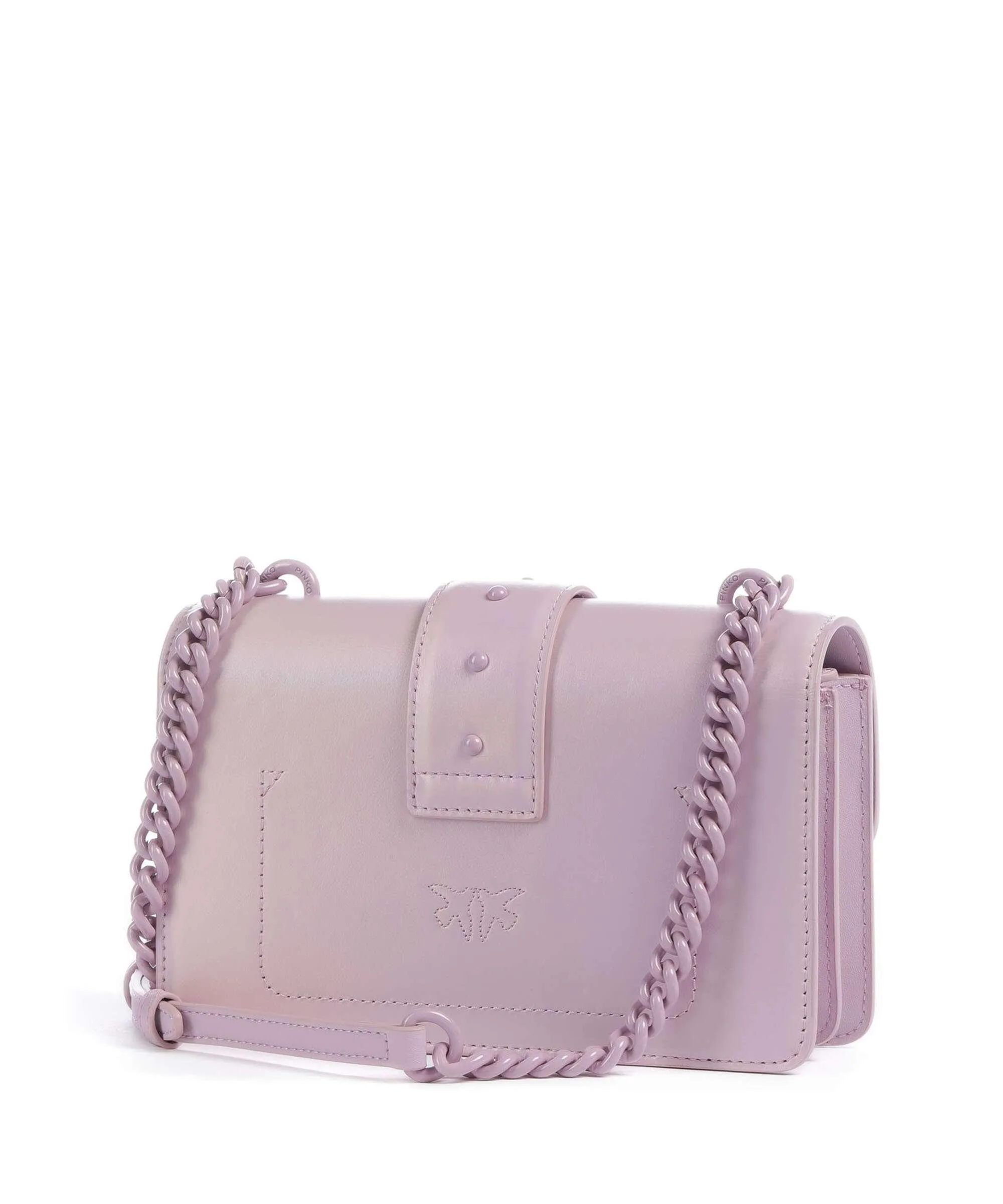  Pinko Love One Mini Borsa a tracolla pelle a grana fine viola  