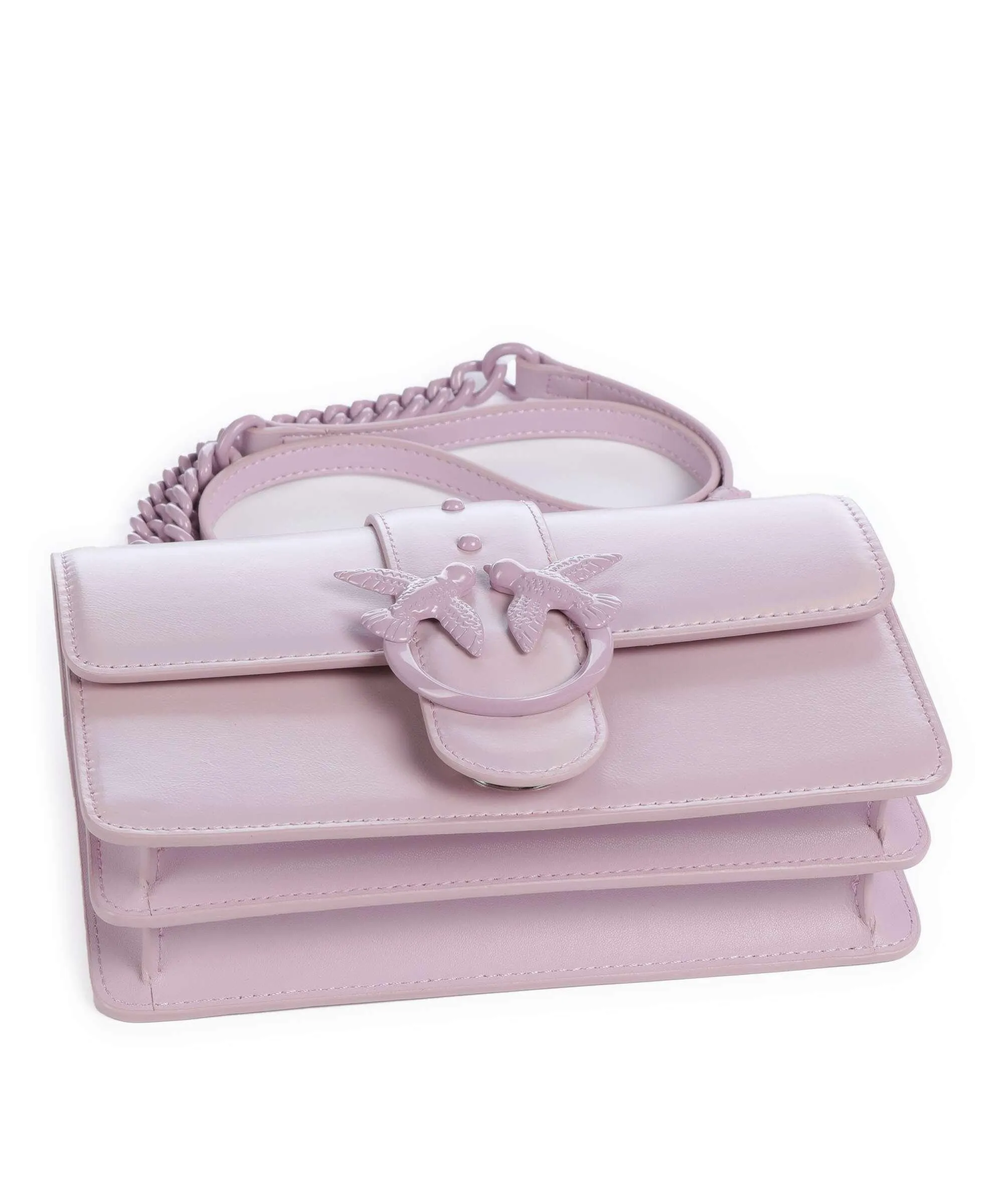  Pinko Love One Mini Borsa a tracolla pelle a grana fine viola  