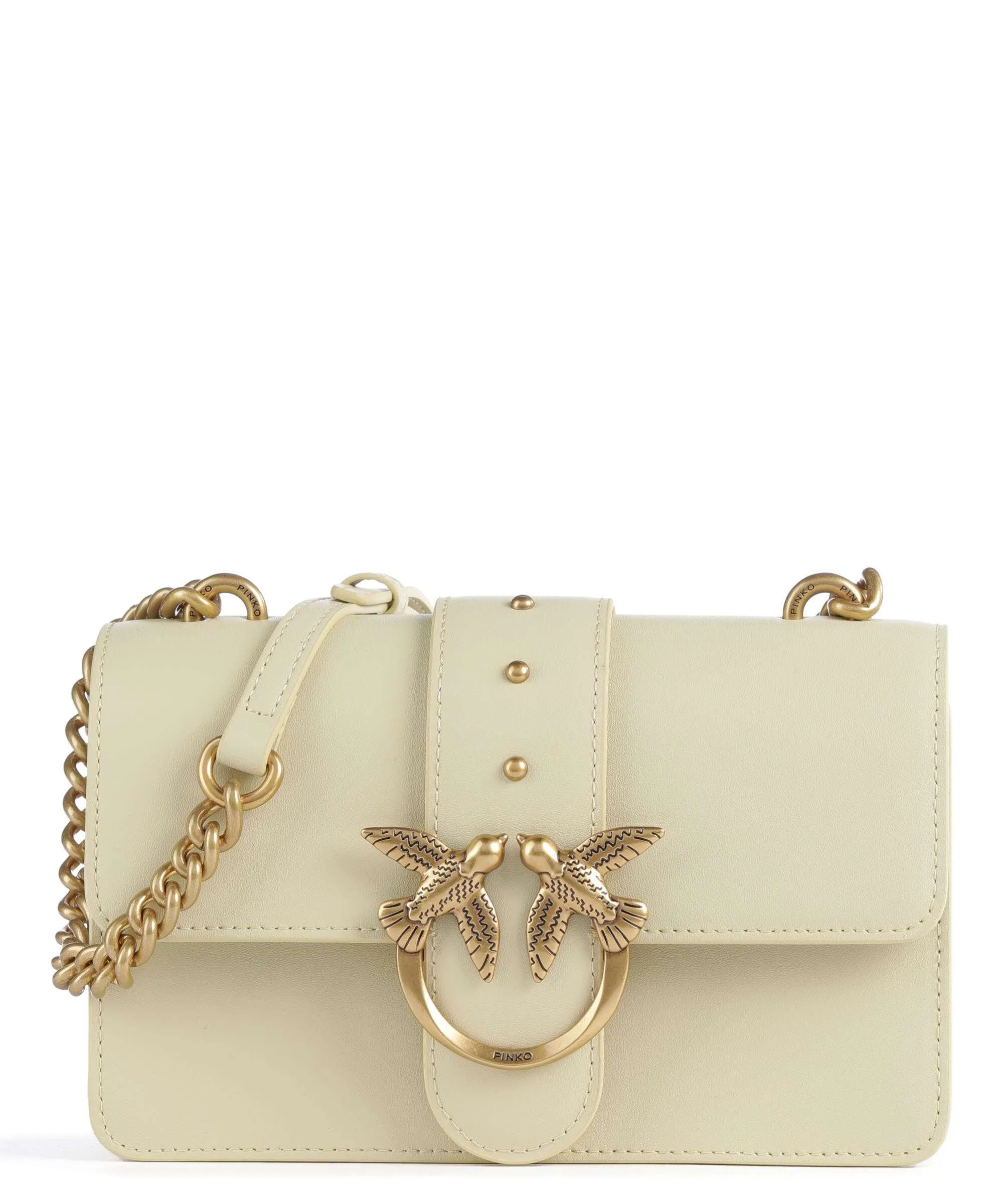  Pinko Love One Mini Borsa a tracolla pelle di vitello finemente grana giallo vaniglia  